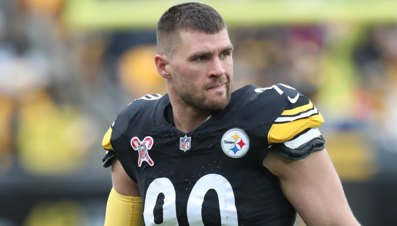 Dec 25, 2024; Pittsburgh, Pennsylvania, USA; Pittsburgh Steelers linebacker T.J. Watt (90) looks on against the Kansas City Chiefs during the fourth quarter at Acrisure Stadium. Mandatory Credit: Charles LeClaire-Imagn Images