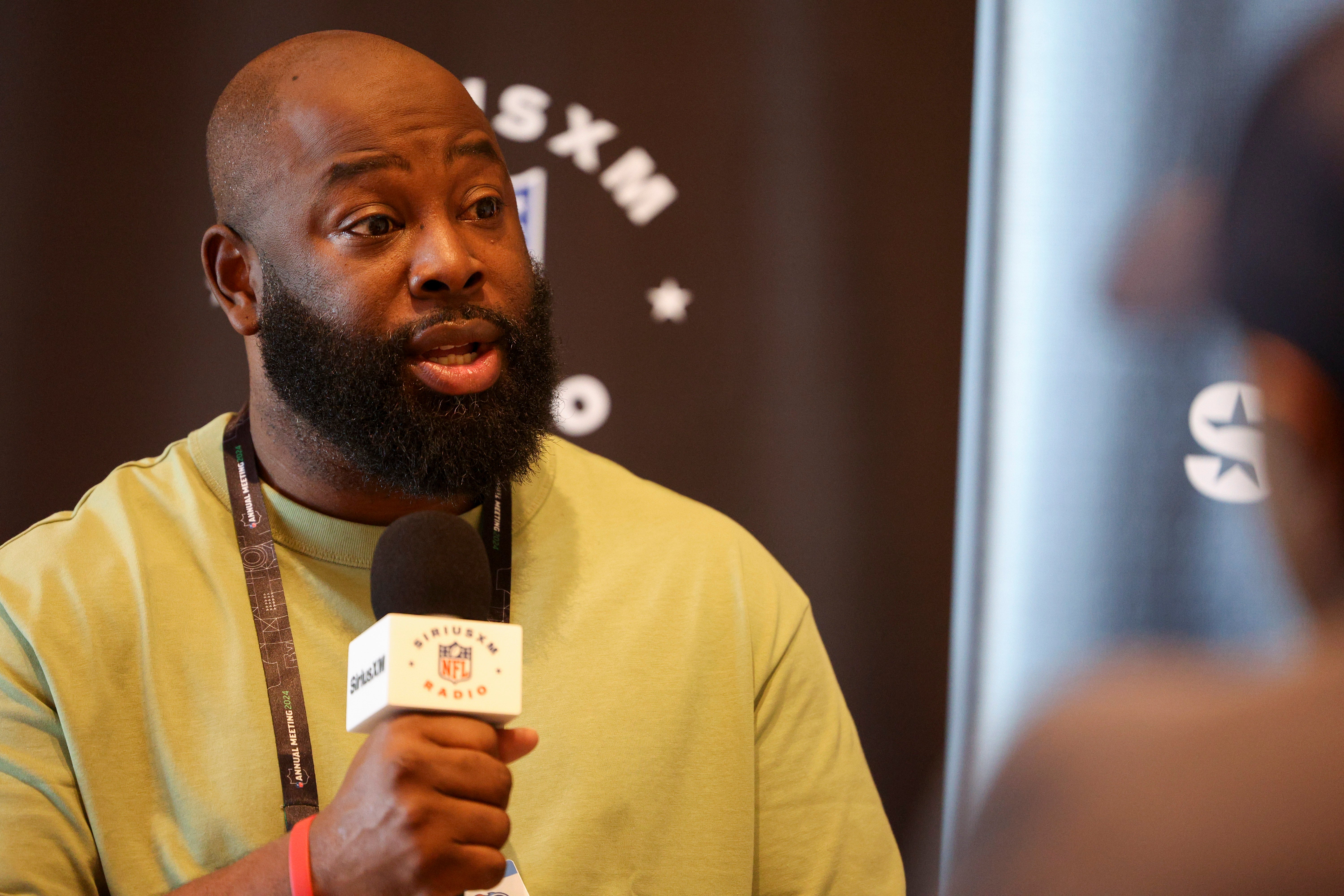 Tennessee Titians executive vice president and general manager Ran Carthon speaks to media during the NFL annual league meetings at the JW Marriott. Nathan Ray Seebeck-Imagn Images