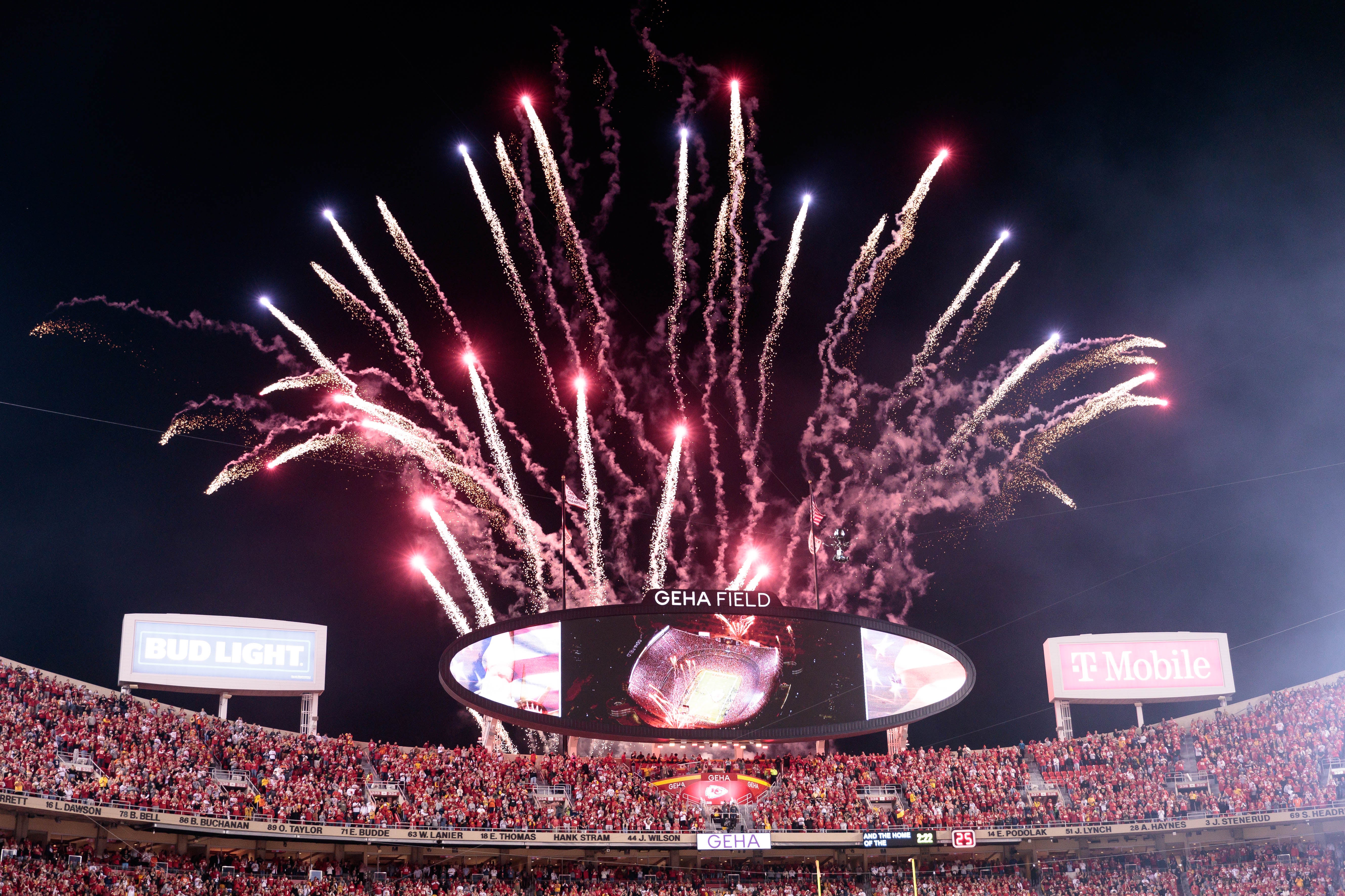 Fireworks prior to the game between the Kansas City Chiefs and the Denver Broncos