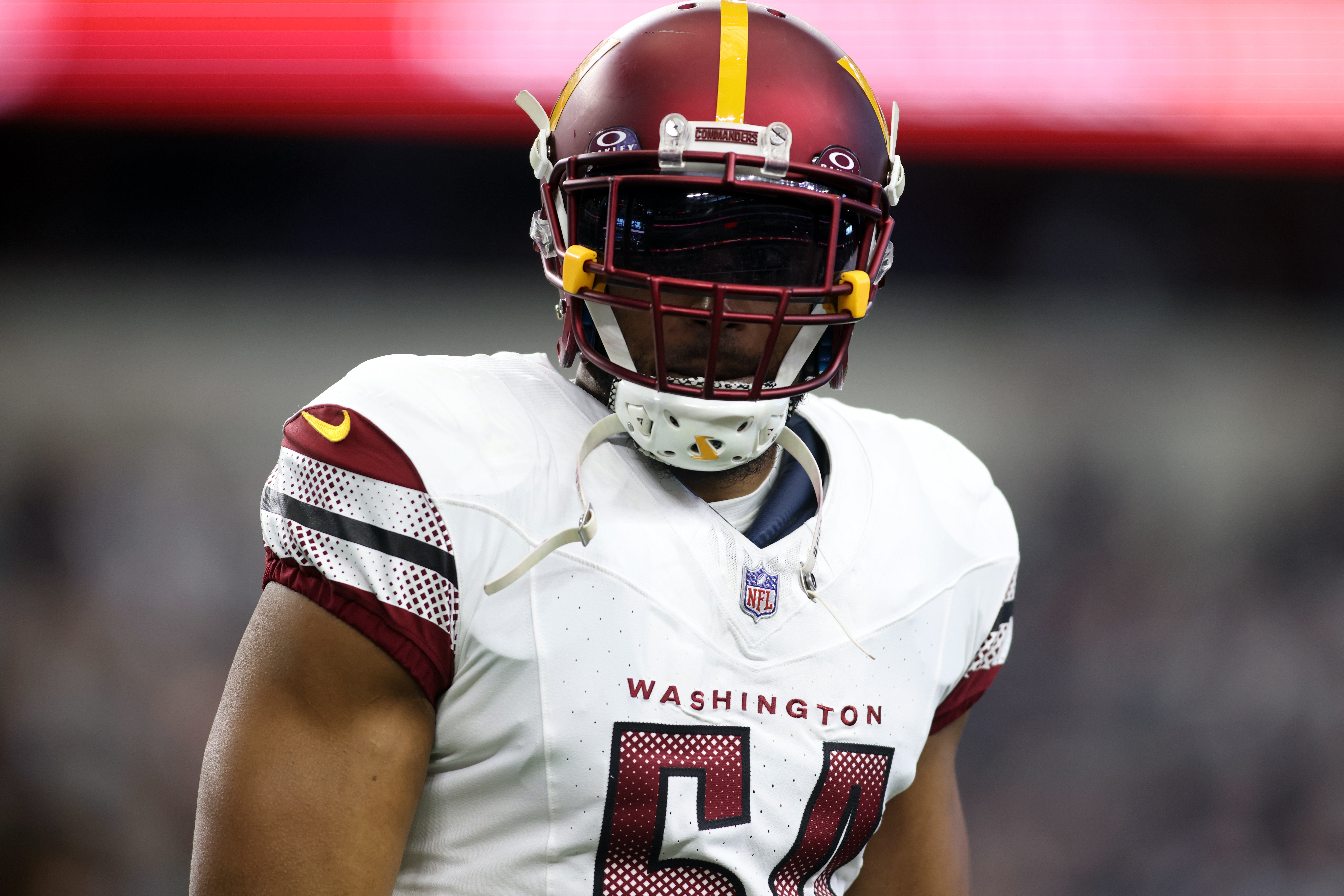 Jan 5, 2025; Arlington, Texas, USA; Washington Commanders linebacker Bobby Wagner (54) walks on the field before the game against the Dallas Cowboys at AT&T Stadium.