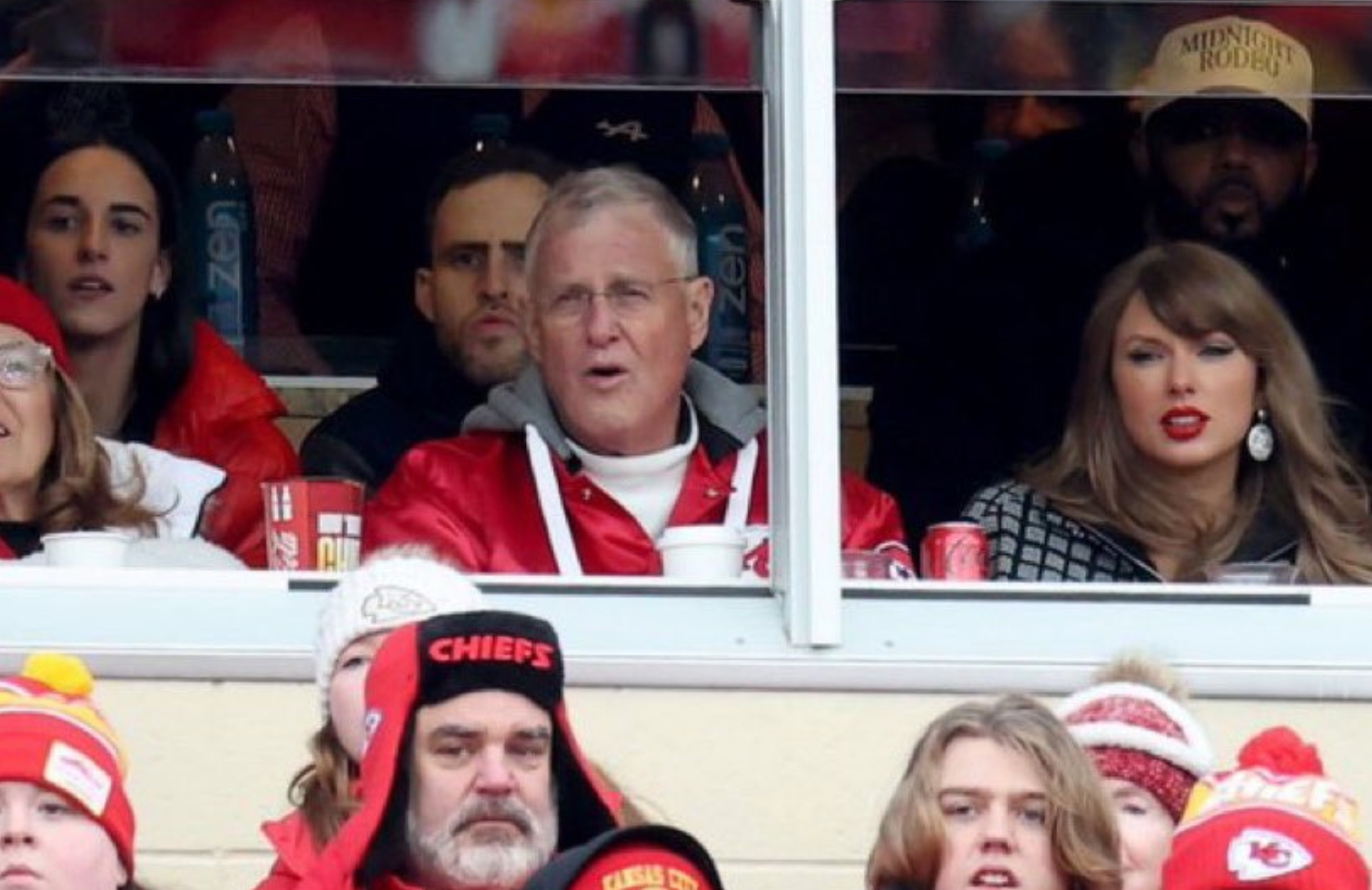 Taylor Swift is joined by Caitlin Clark in a suite at the Kansas City Chiefs-Houston Texans Divisional Round game