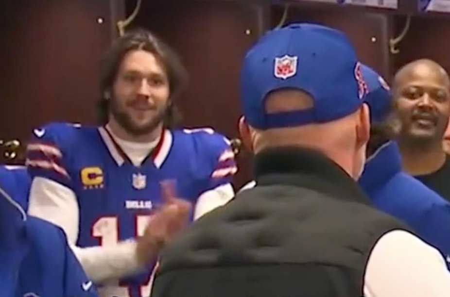 Josh Allen during Sean McDermott's postgame press conference following Divisional Round win over Baltimore Ravens.