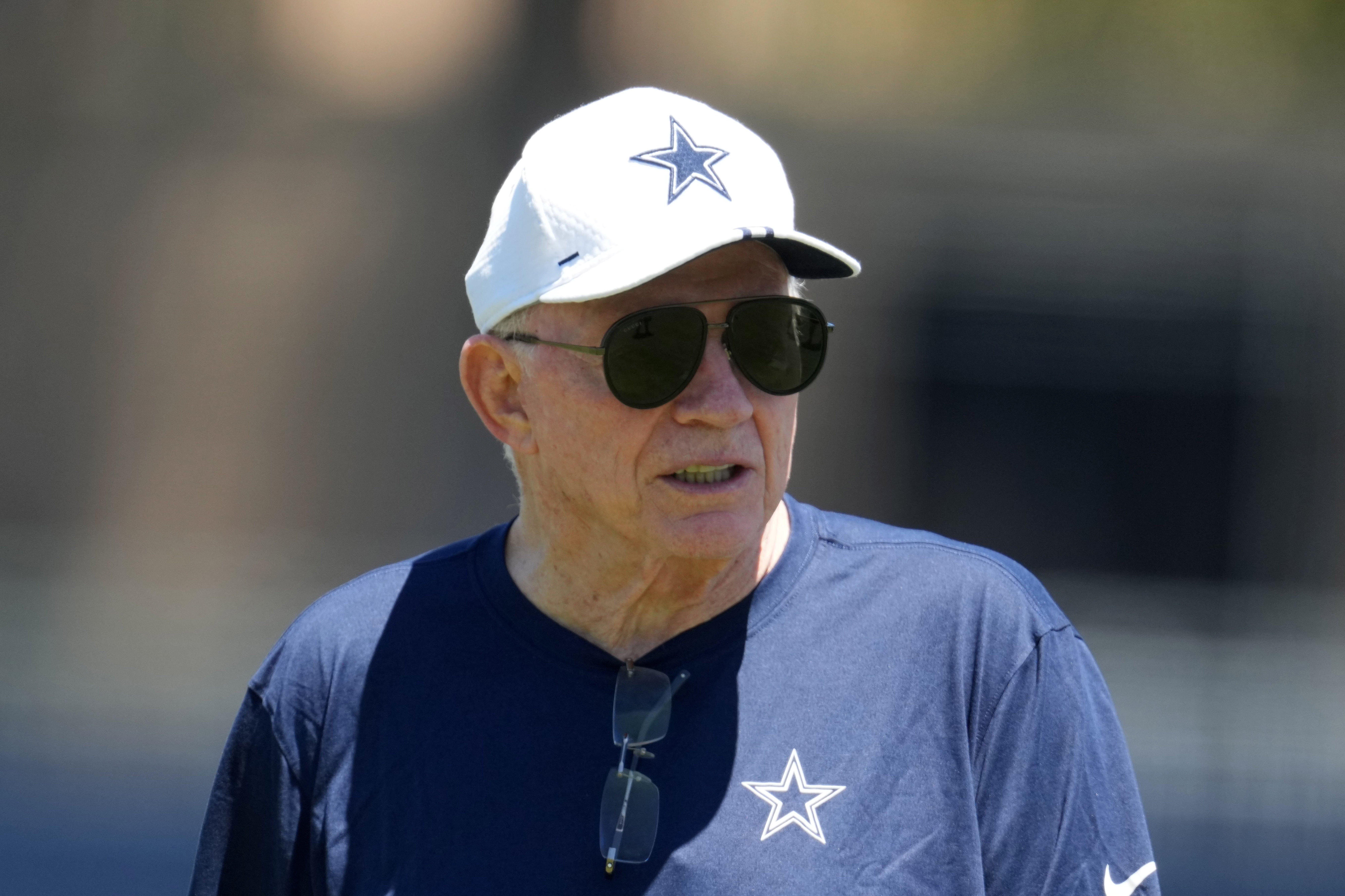 Dallas Cowboys owner Jerry Jones during training camp at Marriott Residence Inn-River Ridge Playing Fields.