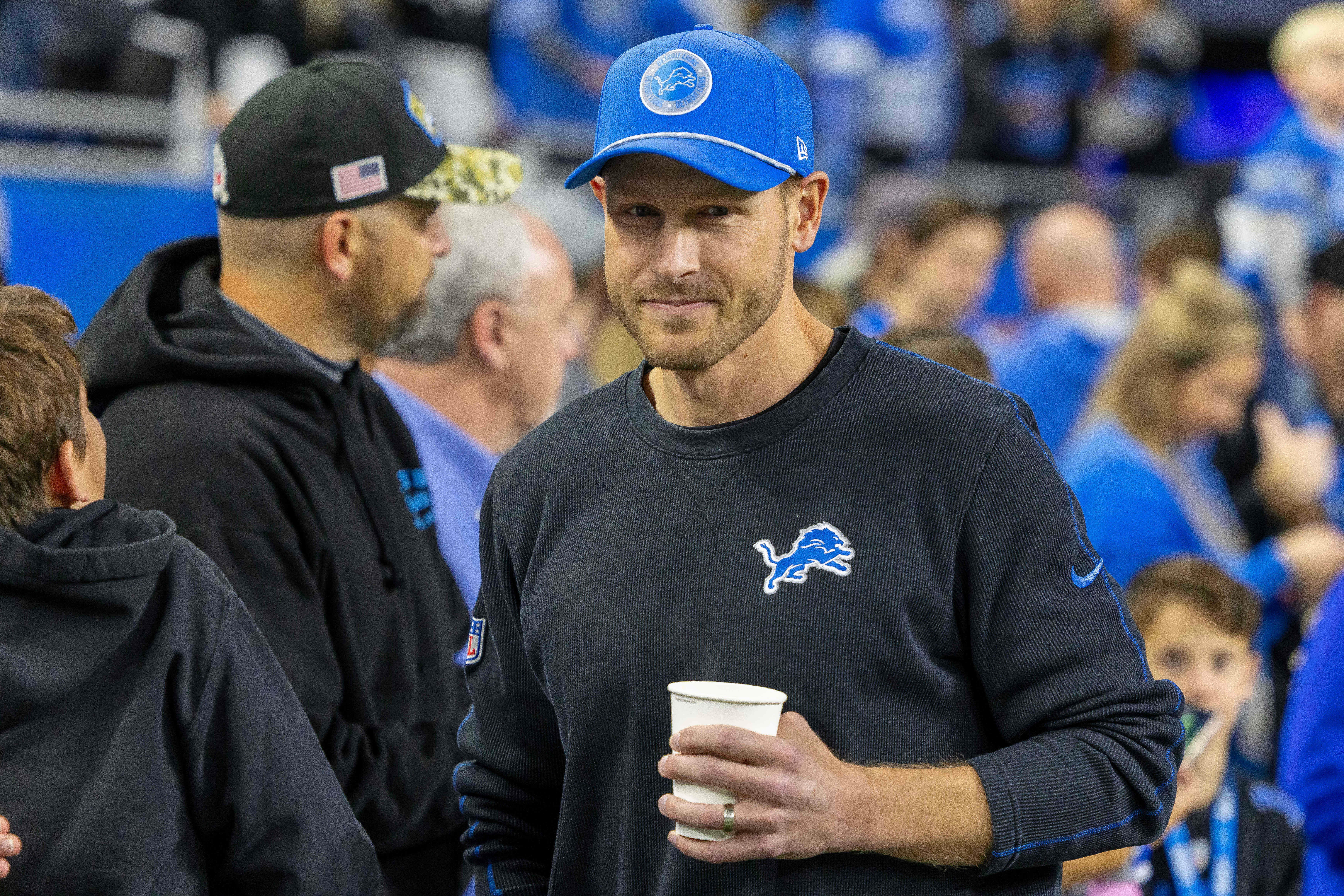 Nov 28, 2024; Detroit, Michigan, USA; Detroit Lions offensive coordinator Ben Johnson walks the sidelines before the game against the Chicago Bears at Ford Field.