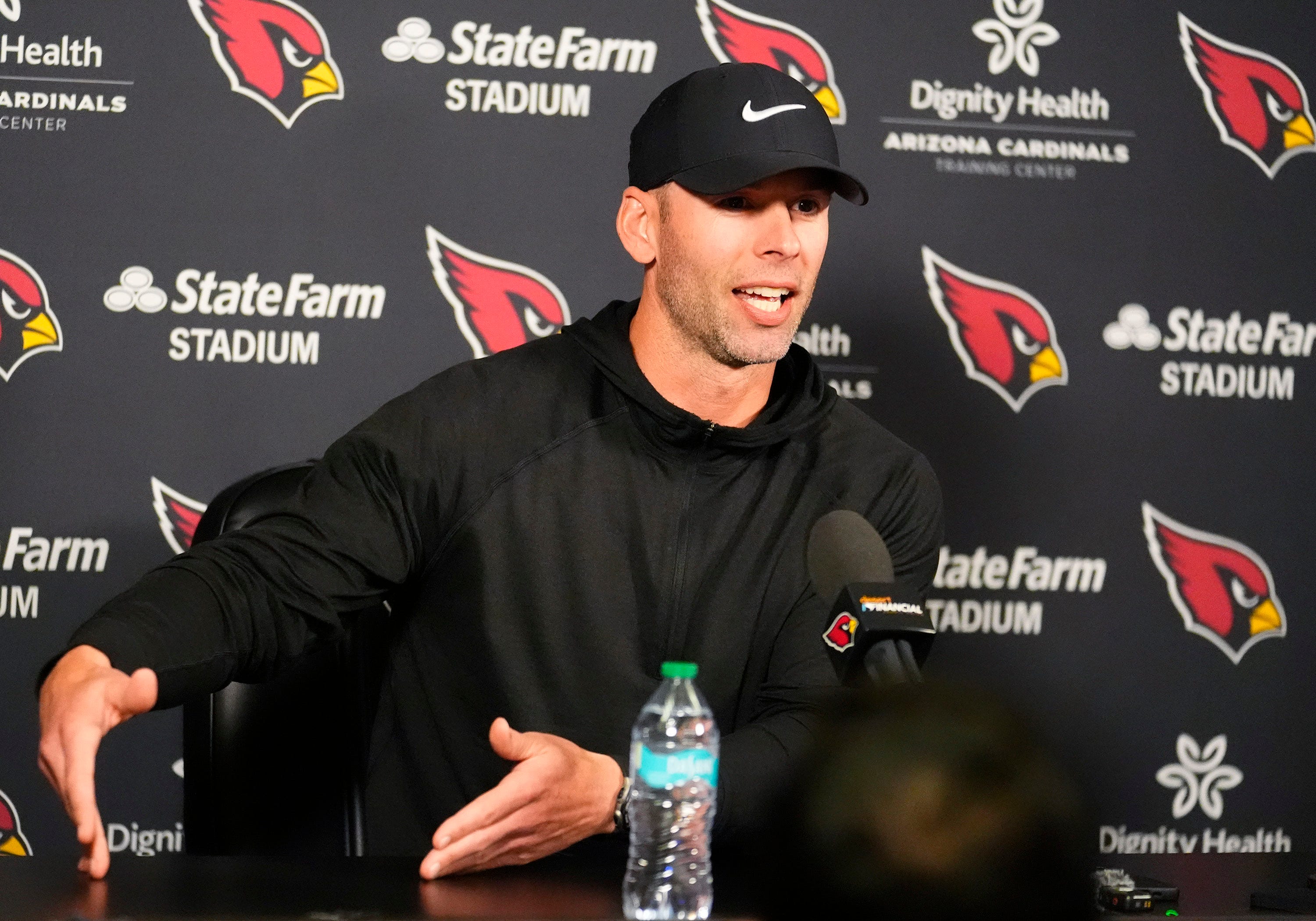 Arizona Cardinals head coach Jonathan Gannon holds his post season press conference at Arizona Cardinals Training Center on Jan. 6, 2025, in Tempe.