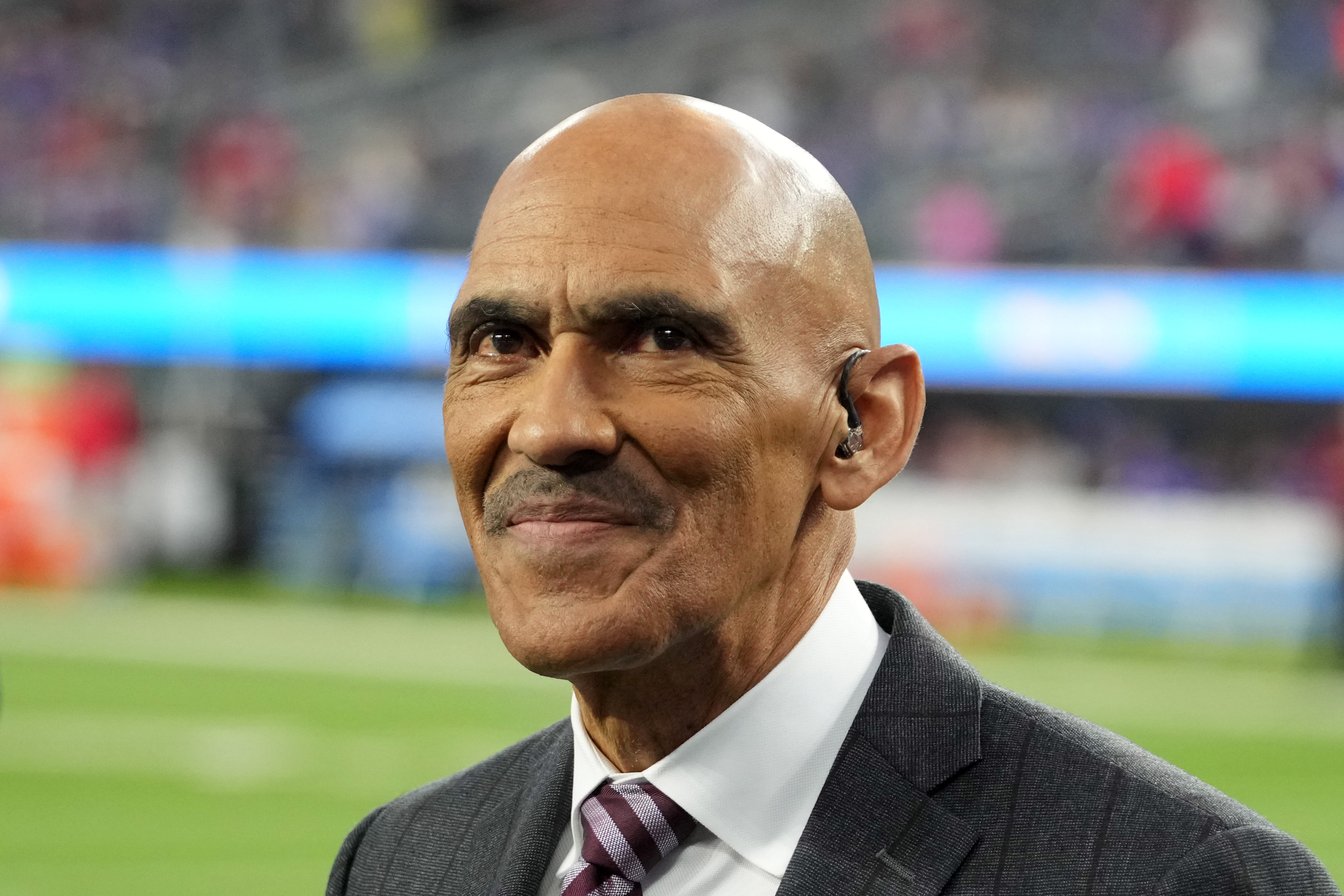 Dec 23, 2023; Inglewood, California, USA; NBC Sports broadcasters Tony Dungy during the game between the Los Angeles Chargers and the Buffalo Bills at SoFi Stadium.