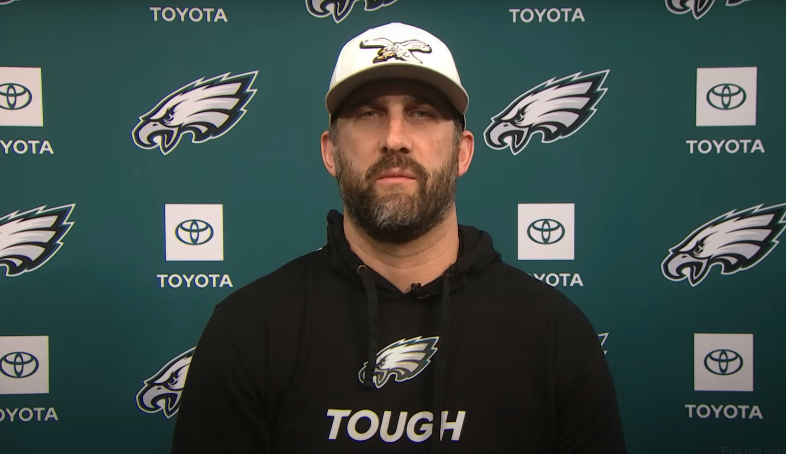 Philadelphia Eagles head coach Nick Sirianni speaks with reporters ahead of Super Bowl vs. Kansas City Chiefs.