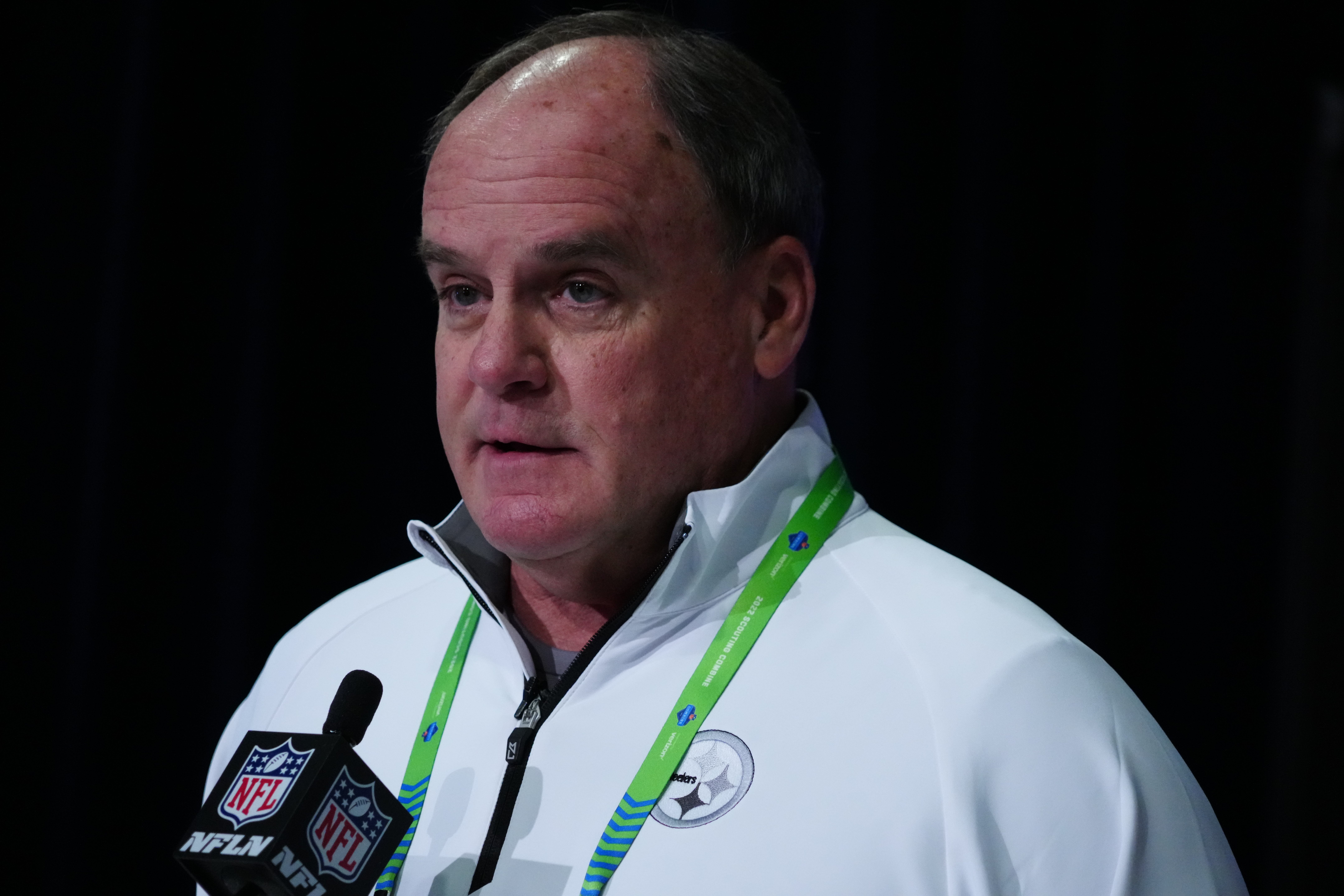 Mar 1, 2022; Indianapolis, IN, USA; Pittsburgh Steelers general manager Kevin Colbert during the NFL Combine at the Indiana Convention Center.
