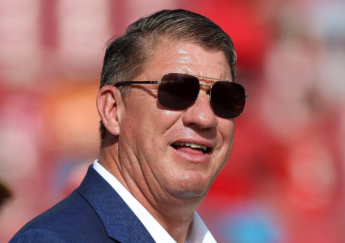 Dec 29, 2024; Tampa, Florida, USA; Tampa Bay Buccaneers general manager Jason Licht prior to the game against the Carolina Panthers at Raymond James Stadium.