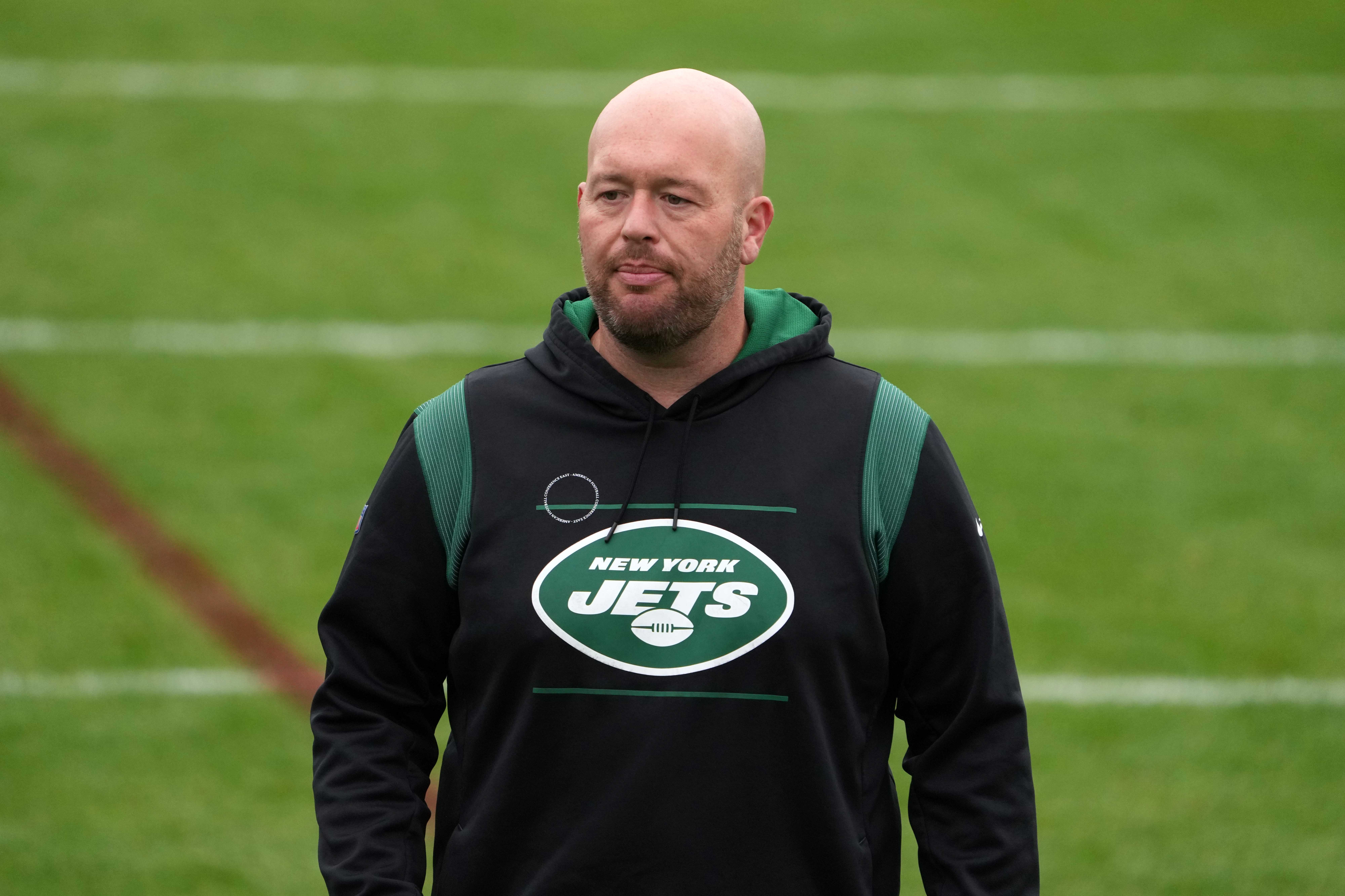 New York Jets defensive line coach Aaron Whitecotton during a practice at the Manor Marriott Hotel and Country Club.