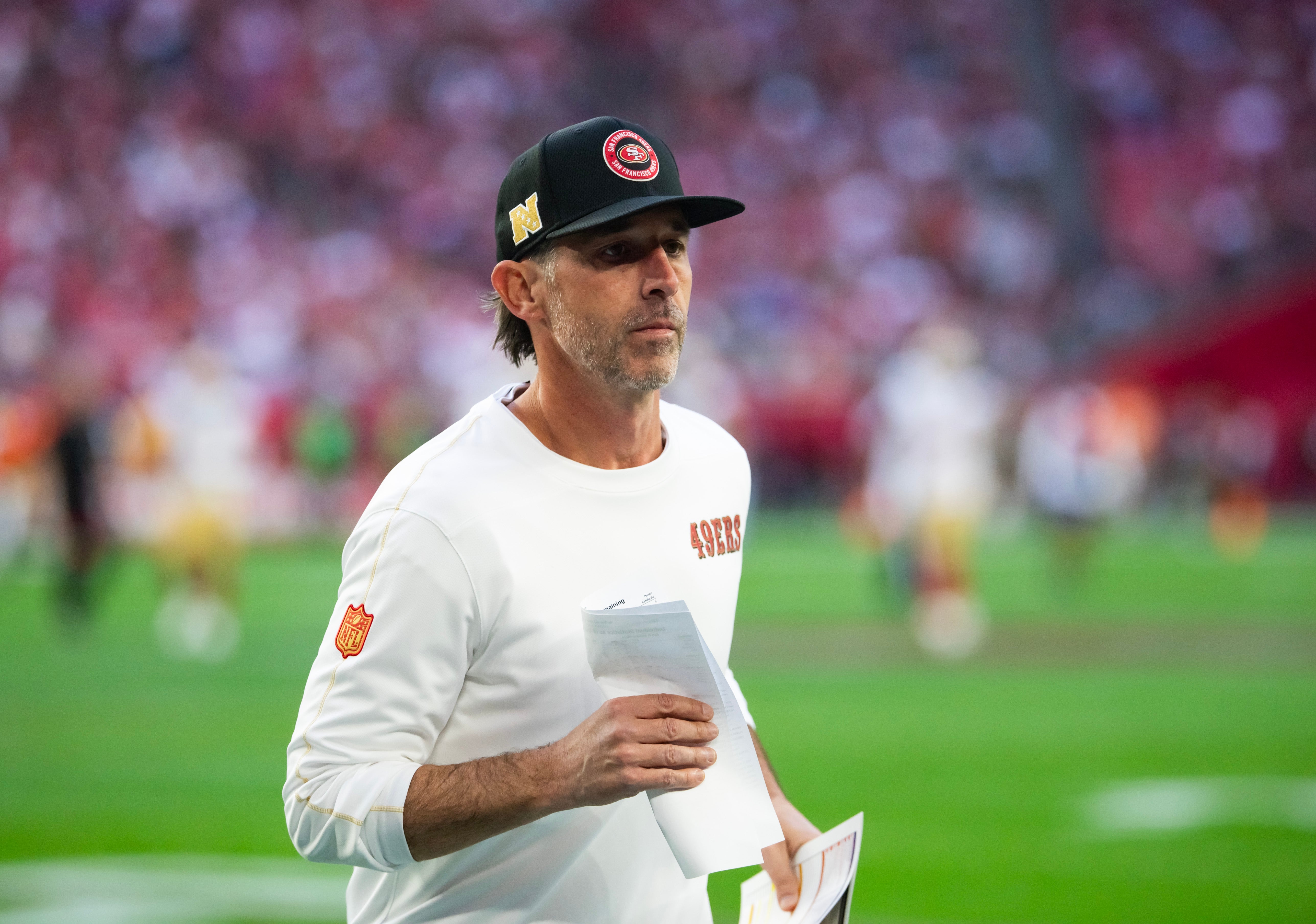 San Francisco 49ers head coach Kyle Shanahan against the Arizona Cardinals at State Farm Stadium.