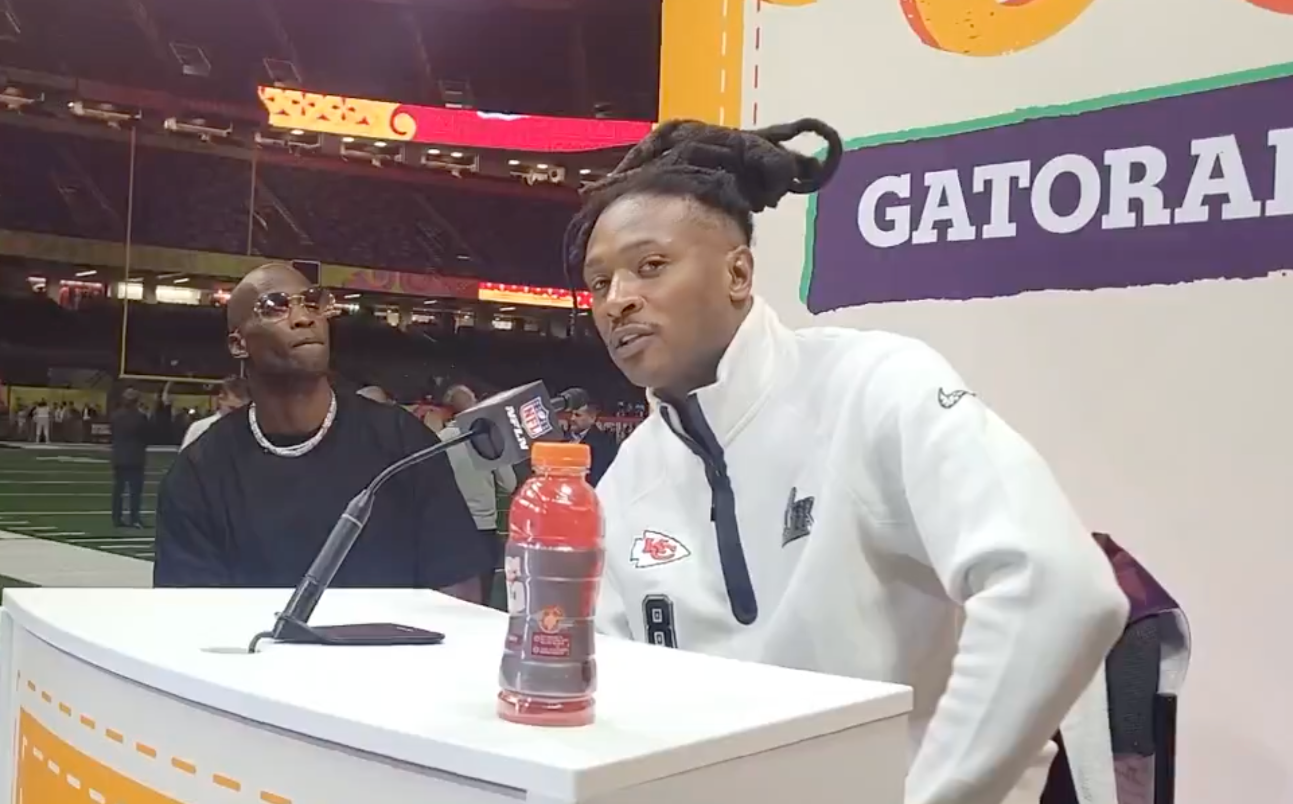 DeAndre Hopkins speaks with media at Super Bowl sessions for the Kansas City Chiefs