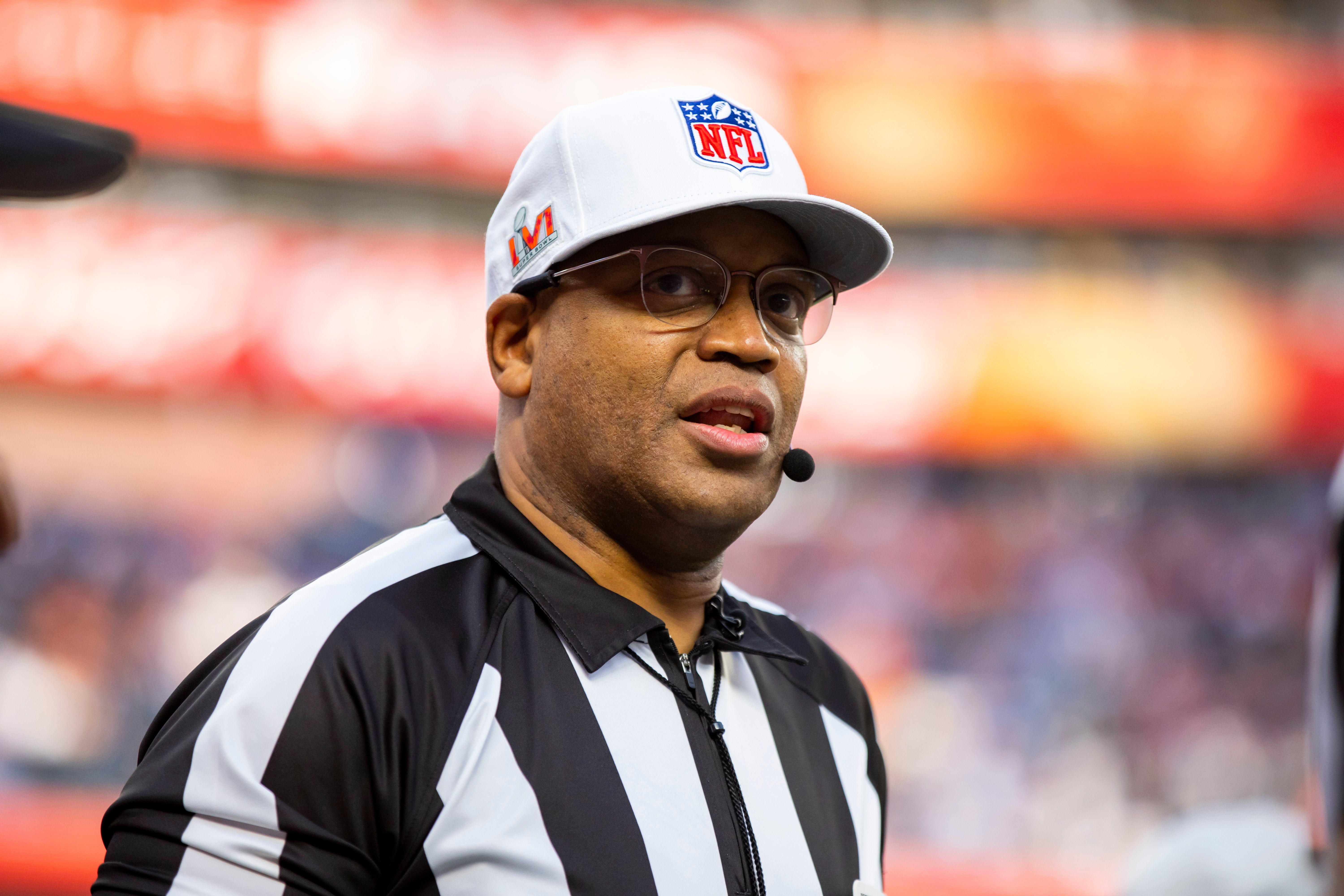 Feb 13, 2022; Inglewood, CA, USA; NFL referee Ron Torbert during the Cincinnati Bengals game against the Los Angeles Rams in Super Bowl LVI at SoFi Stadium.