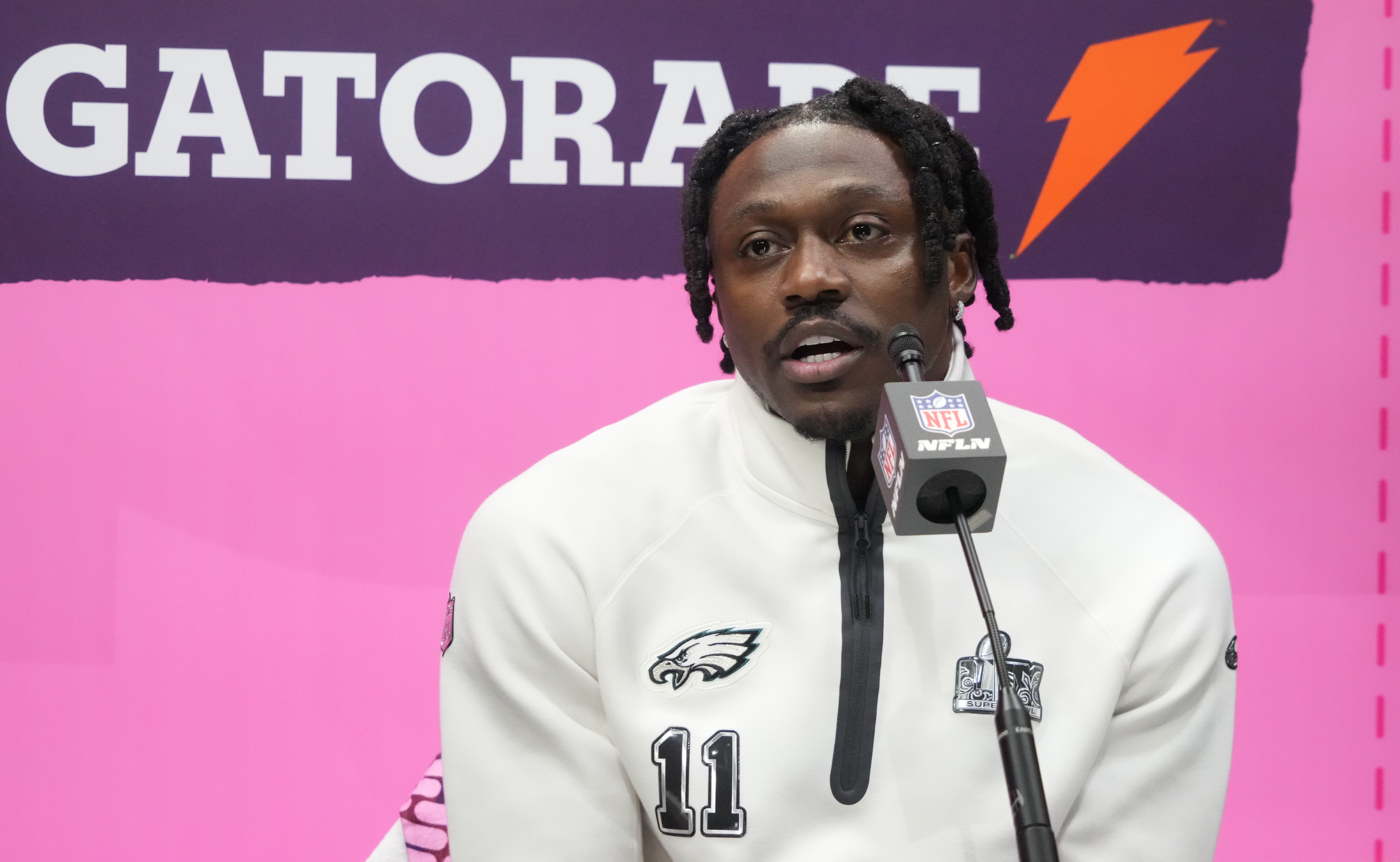 Philadelphia Eagles wide receiver A.J. Brown (11) during Super Bowl LIX Opening Night at Ceasars Superdome.