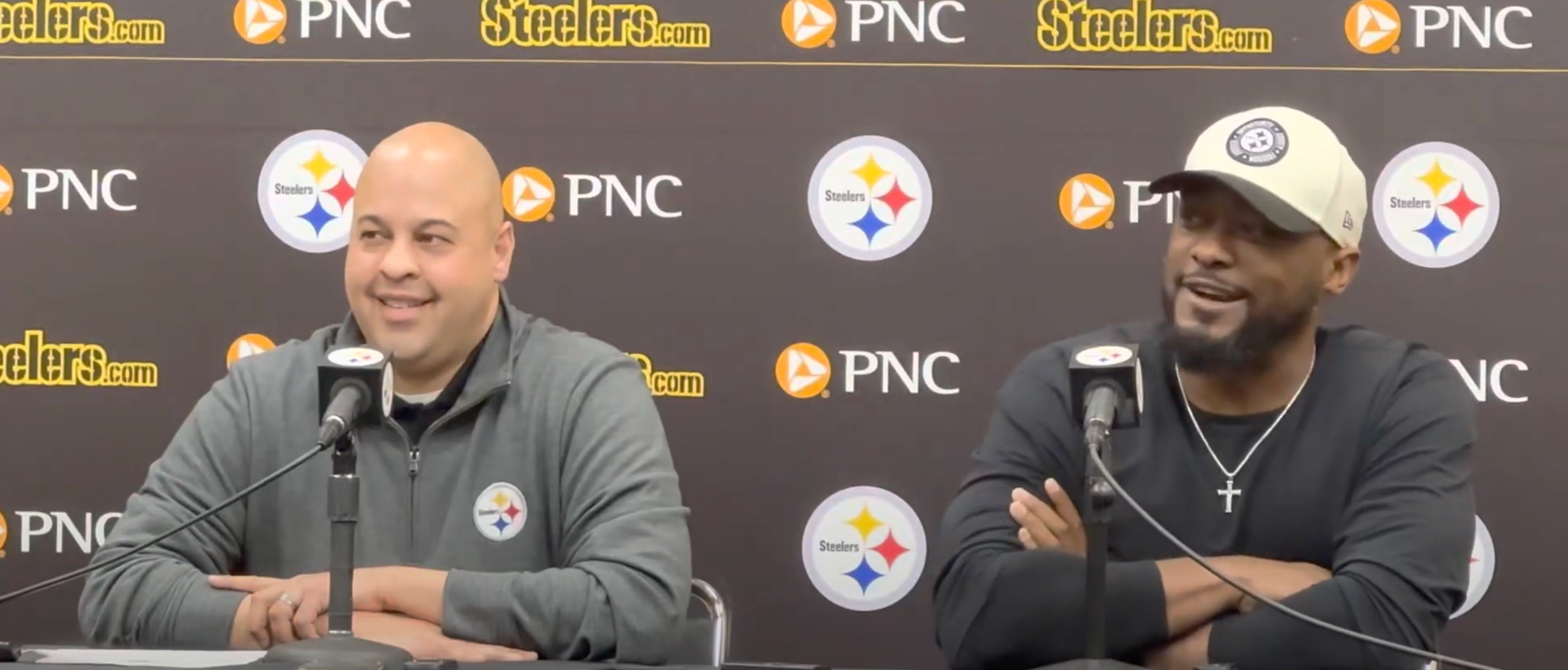 Pittsburgh Steelers GM & HC Mike Tomlin addresses the media ahead of the 2024 NFL Draft