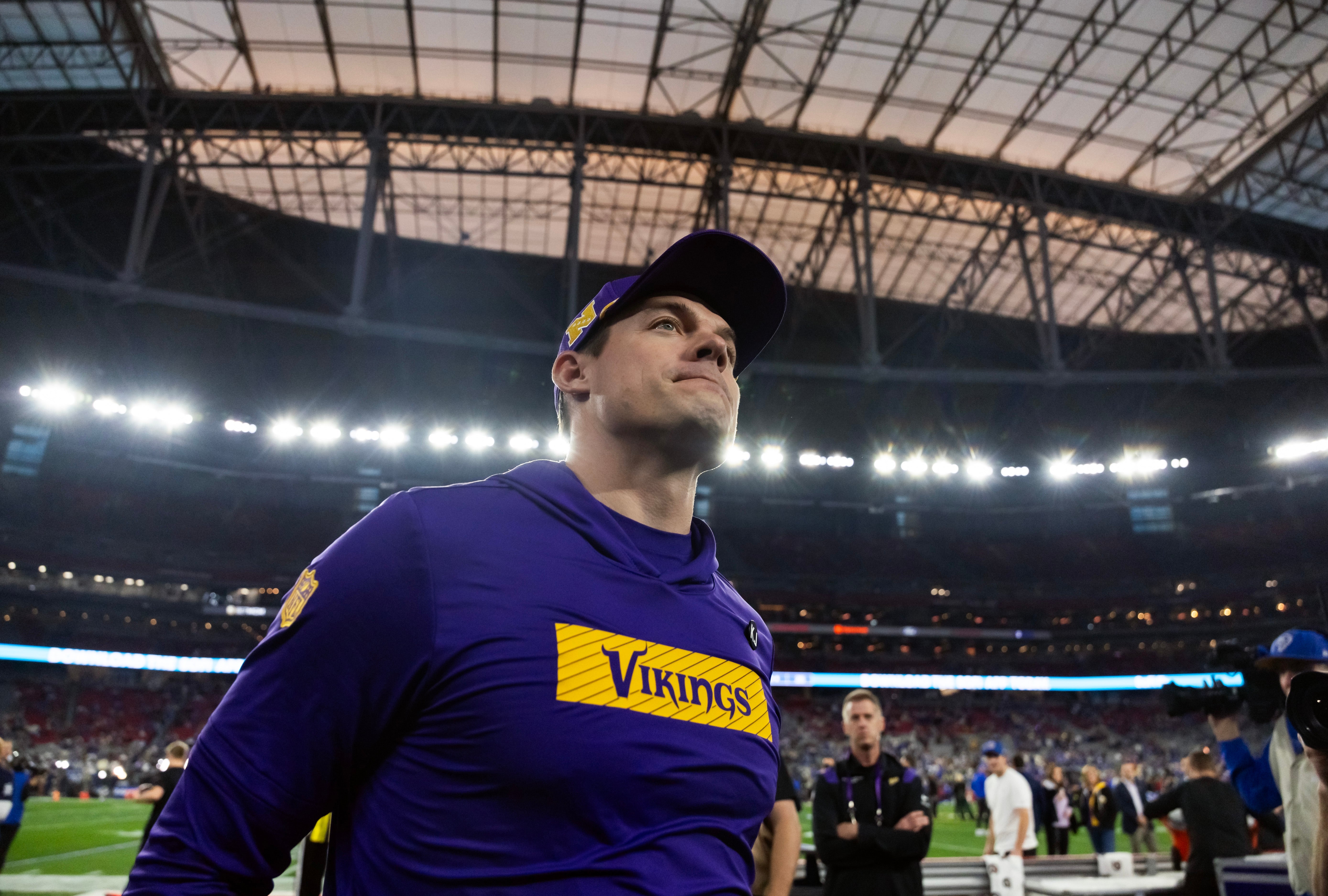 Jan 13, 2025; Glendale, AZ, USA; Minnesota Vikings head coach Kevin O'Connell against the Los Angeles Rams during an NFC wild card game at State Farm Stadium.