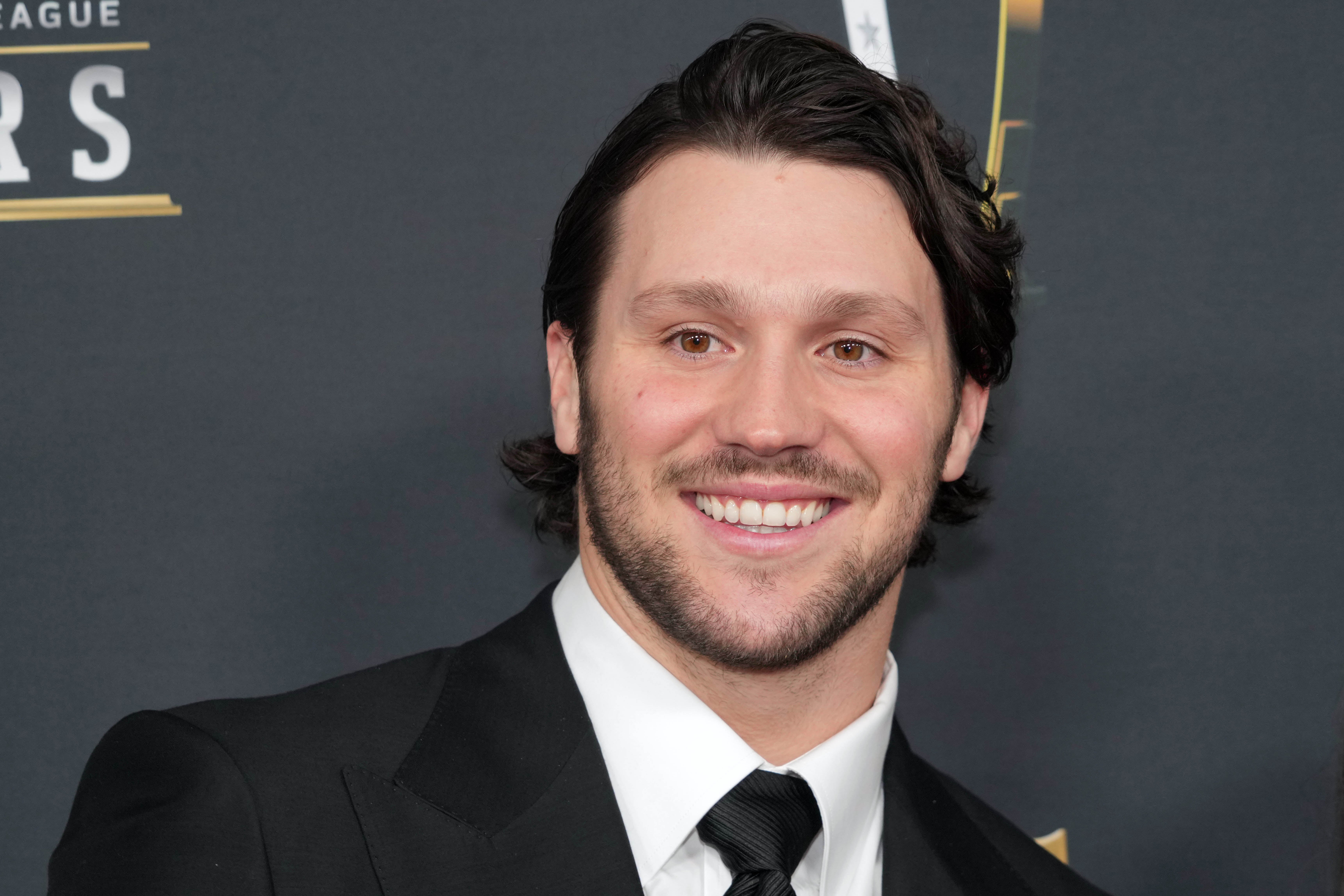 Feb 6, 2025; New Orleans, LA, USA; Josh Allen on the red carpet before Super Bowl LIX NFL Honors at Saenger Theatre.