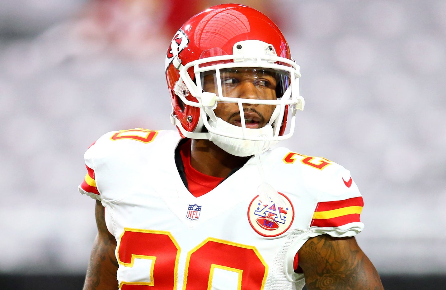 Aug 15, 2015; Glendale, AZ, USA; Kansas City Chiefs cornerback Steven Nelson against the Arizona Cardinals during a preseason NFL football game at University of Phoenix Stadium.