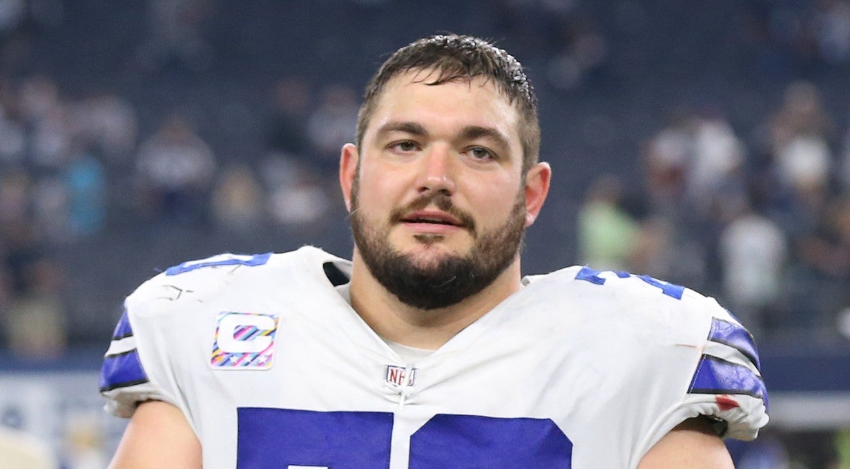 Oct 14, 2018; Arlington, TX, USA; Dallas Cowboys guard Zack Martin (70) after the game against the Jacksonville Jaguars at AT&T Stadium.
