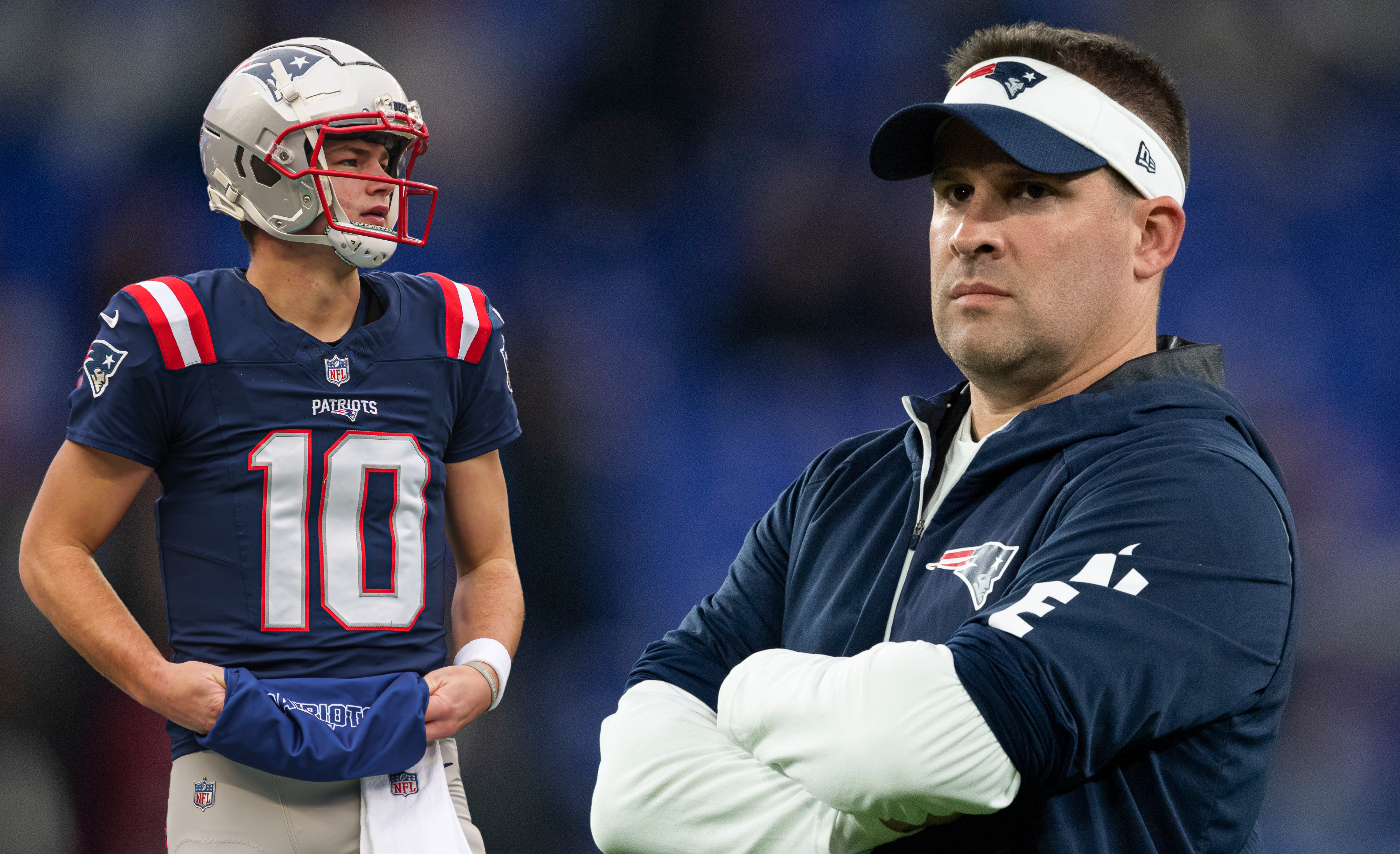 Josh McDaniels and Drake Maye