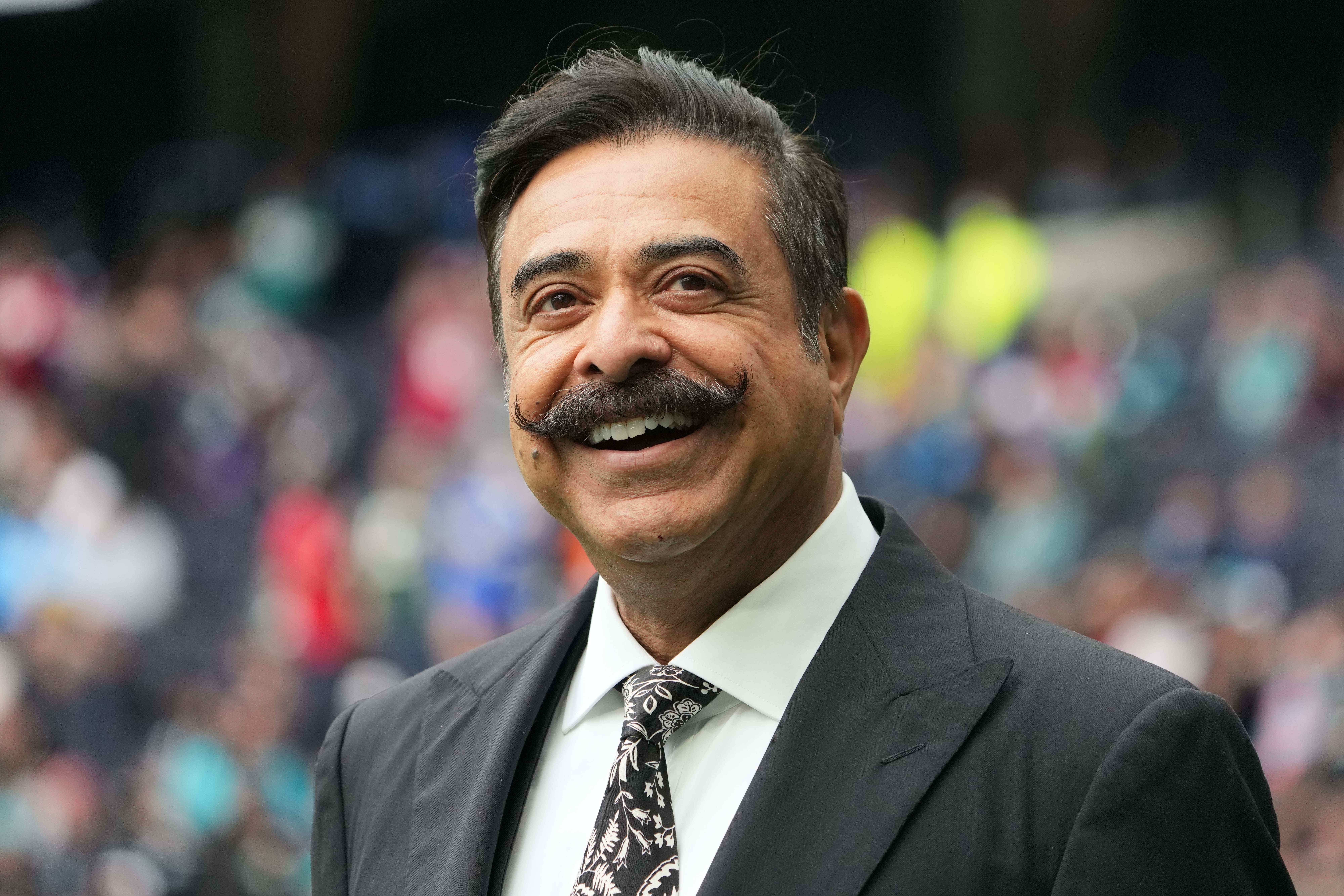 Oct 17, 2021; London, England, United Kingdom; Jacksonville Jaguars owner Shad Khan (Shahid Khan) watches from the sidelines during an NFL International Series game against the Miami Dolphins at Tottenham Hotspur Stadium.