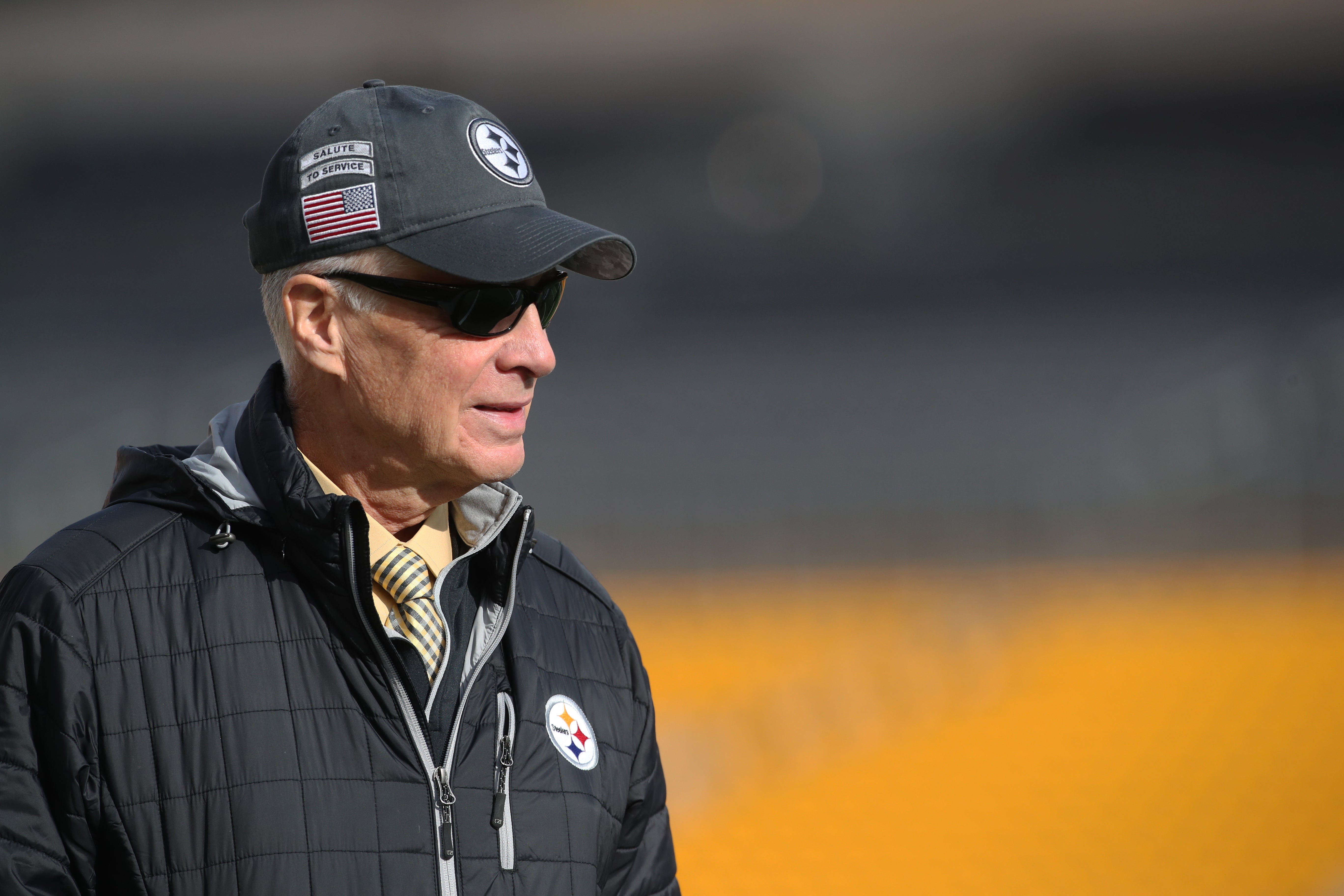 Nov 17, 2024; Pittsburgh, Pennsylvania, USA; Pittsburgh Steelers owner Art Rooney II walks the field before the game against t he Baltimore Ravens at Acrisure Stadium.
