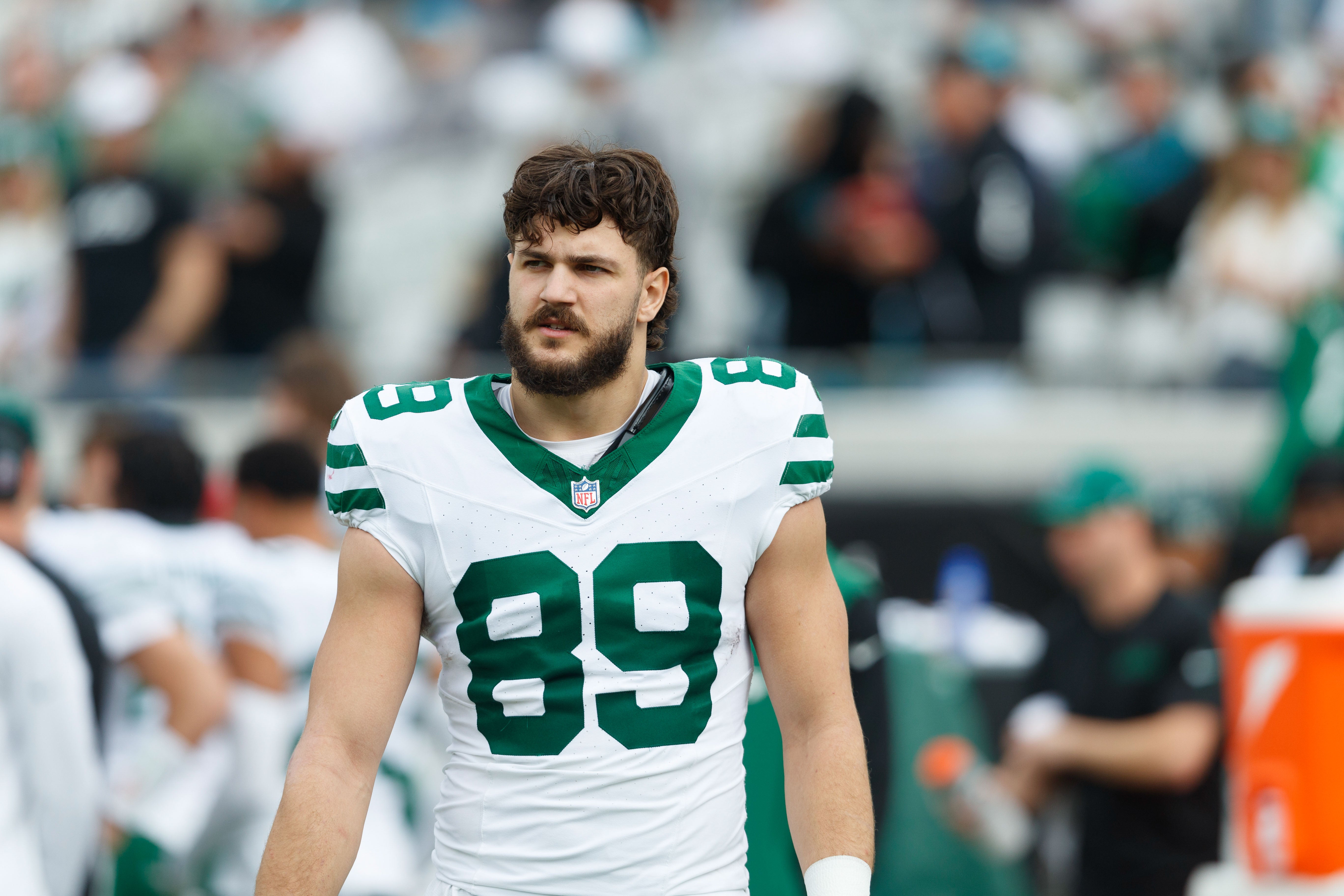 New York Jets tight end Jeremy Ruckert (89) before the game against the Jacksonville Jaguars at EverBank Stadium.