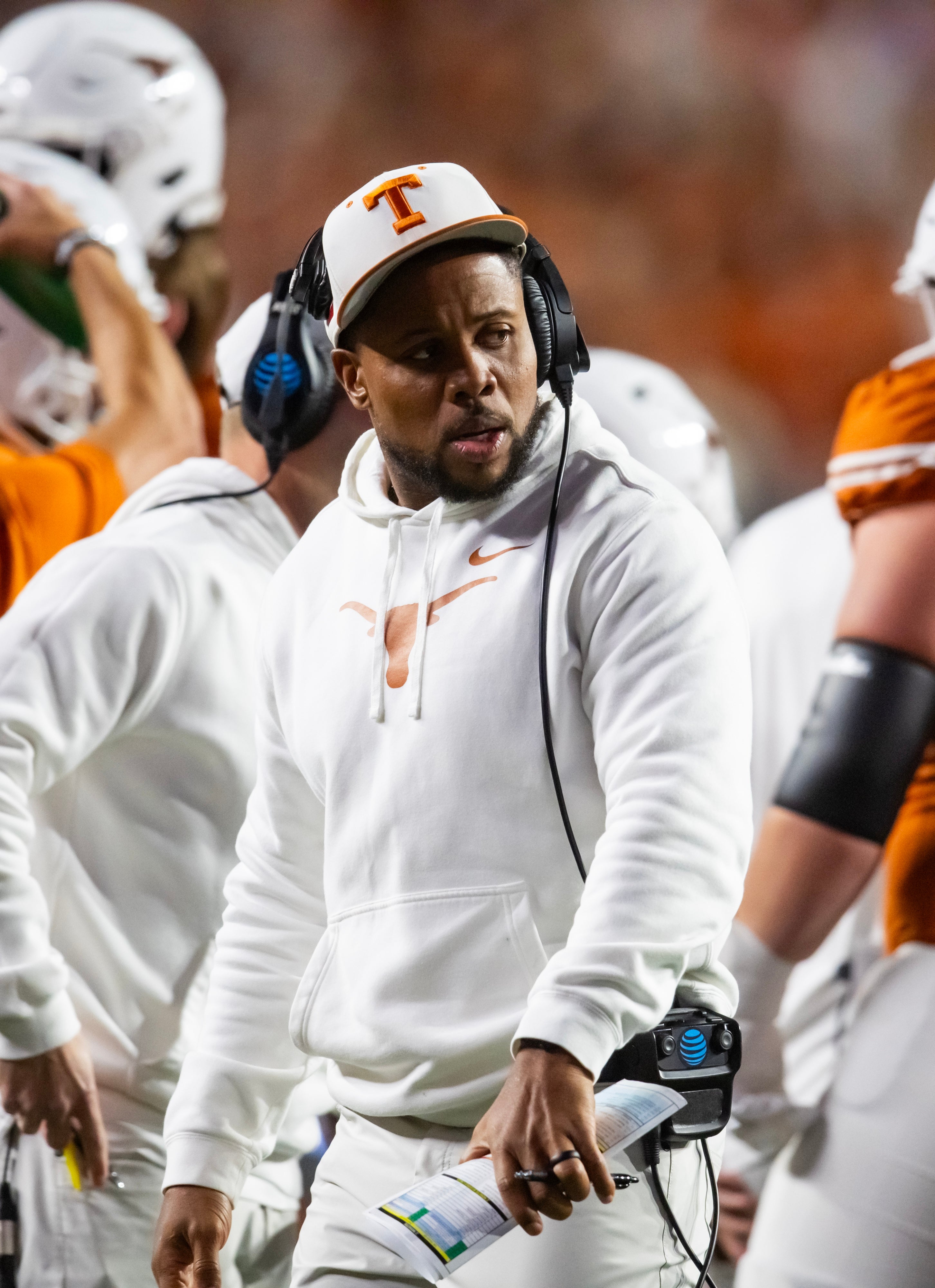 Texas Longhorns running backs coach Tashard Choice against the Clemson Tigers during the CFP National playoff first round at Darrell K Royal-Texas Memorial Stadium.