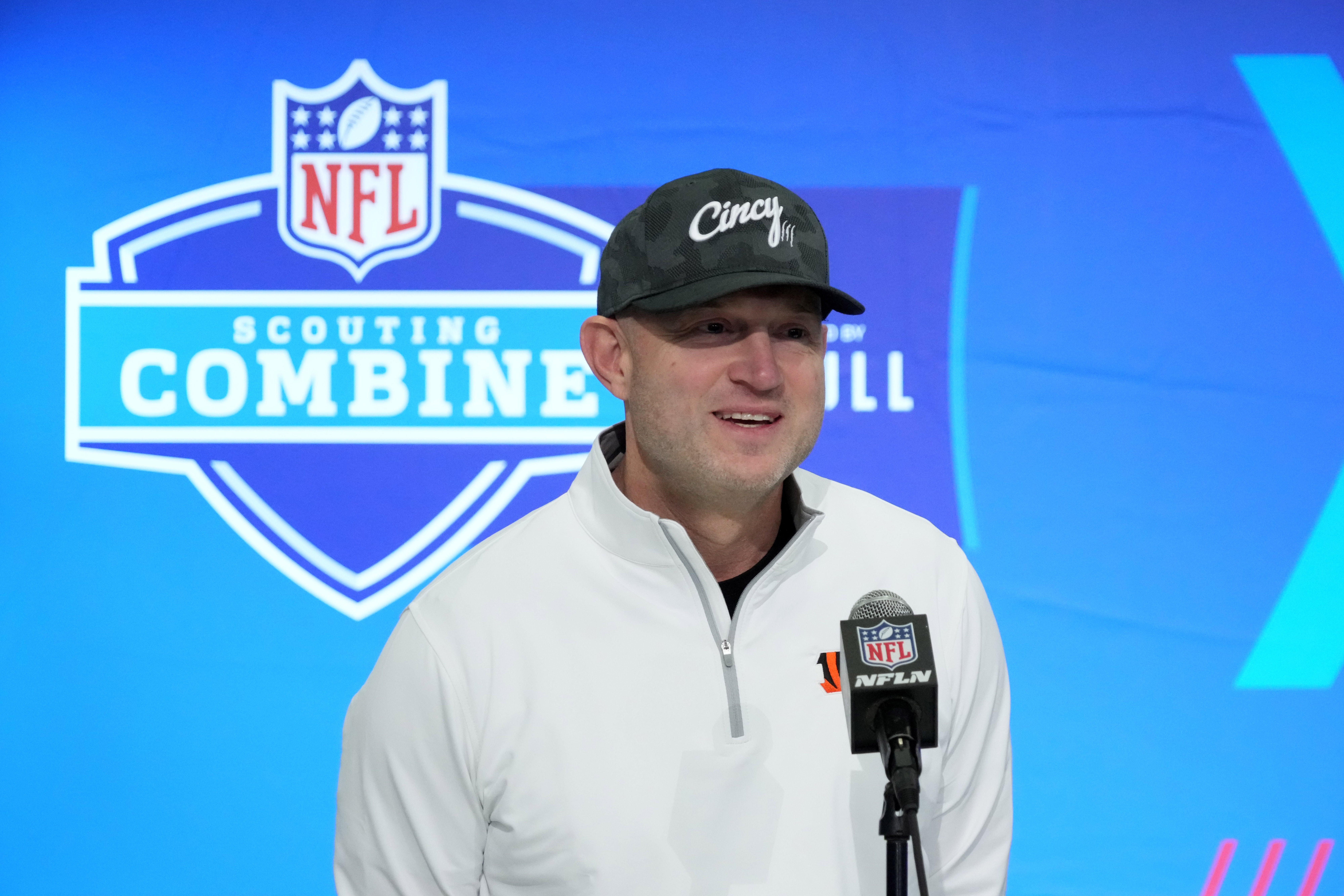 Feb 27, 2024; Indianapolis, IN, USA; Cincinnati Bengals general manager Duke Tobin during the NFL Scouting Combine at Indiana Convention Center.