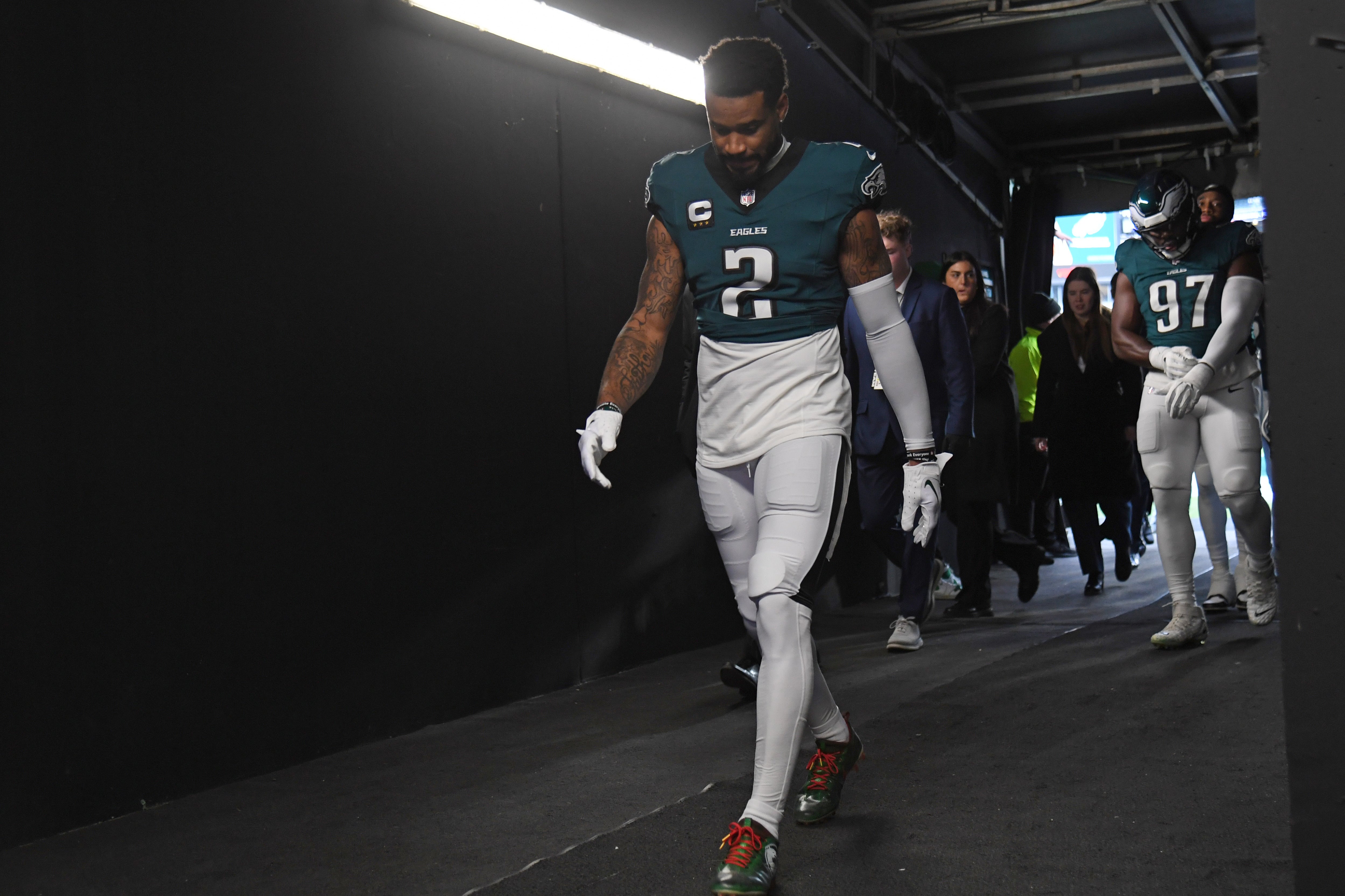 Philadelphia Eagles cornerback Darius Slay Jr. (2) in the tunnel against the Pittsburgh Steelers at Lincoln Financial Field.