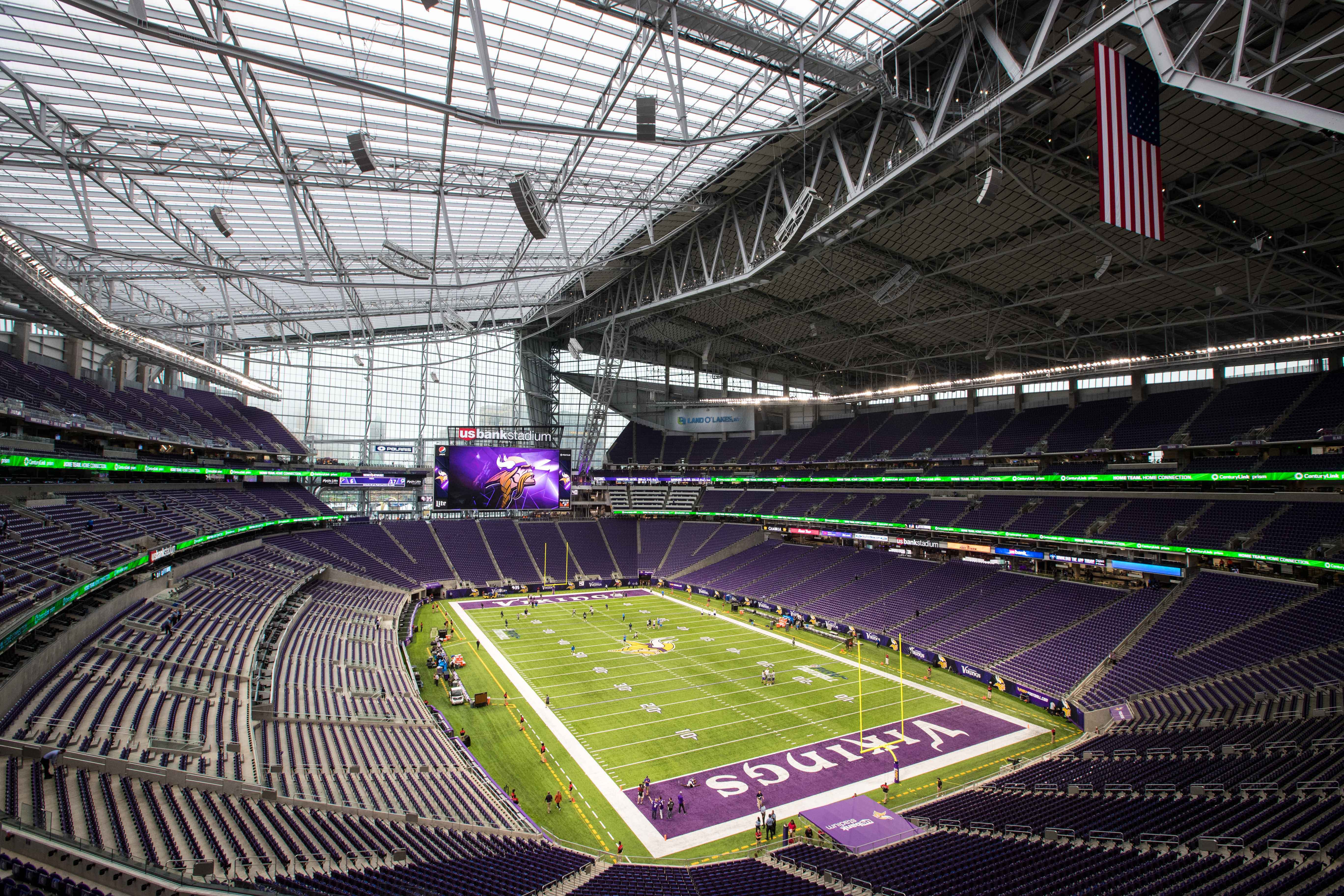 Aug 28, 2016; Minneapolis, MN, USA; A general view of U.S. Bank Stadium prior to the preseason game between the Minnesota Vikings and the San Diego Chargers.