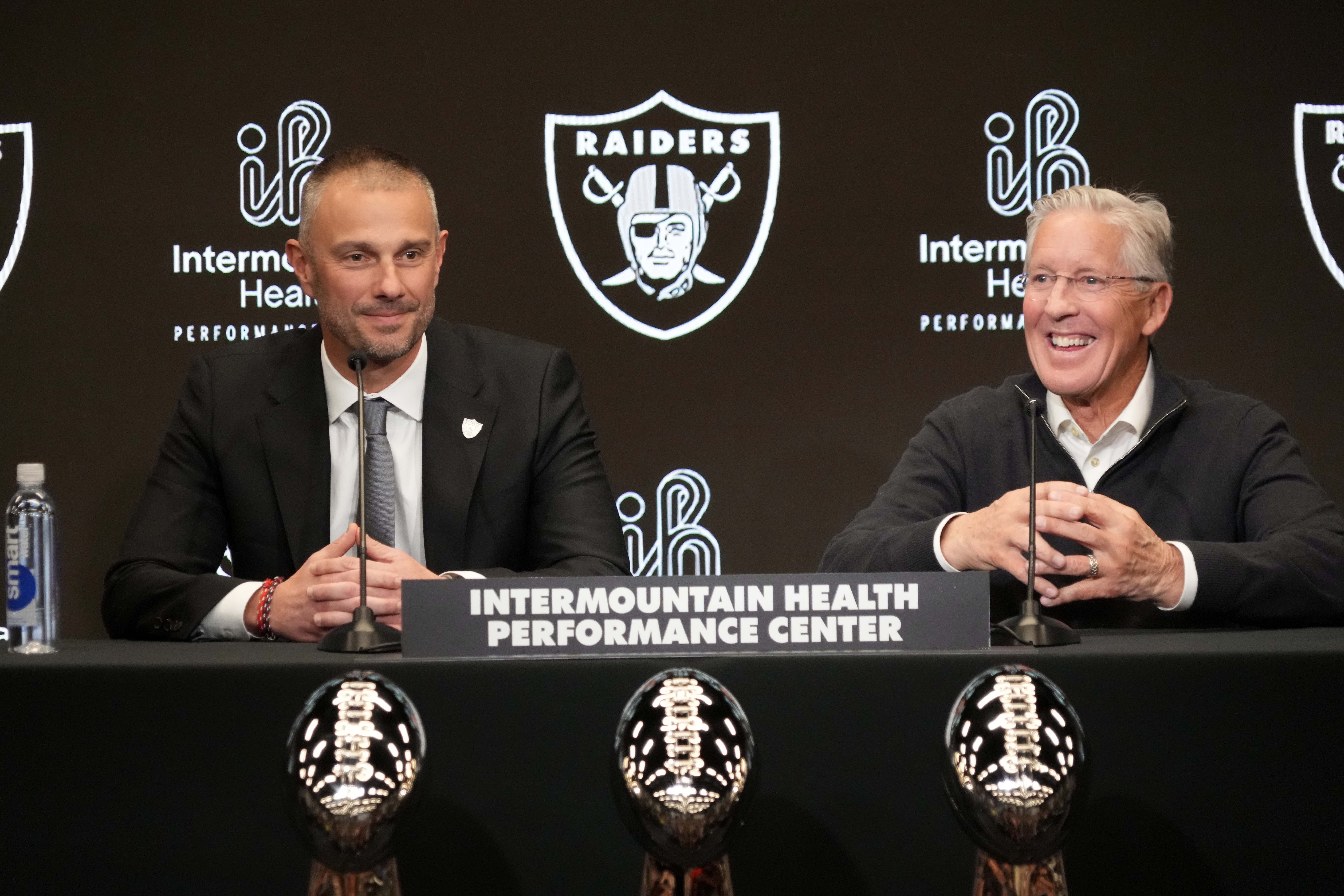 Las Vegas Raiders general manager John Spytek head coach Pete Carroll