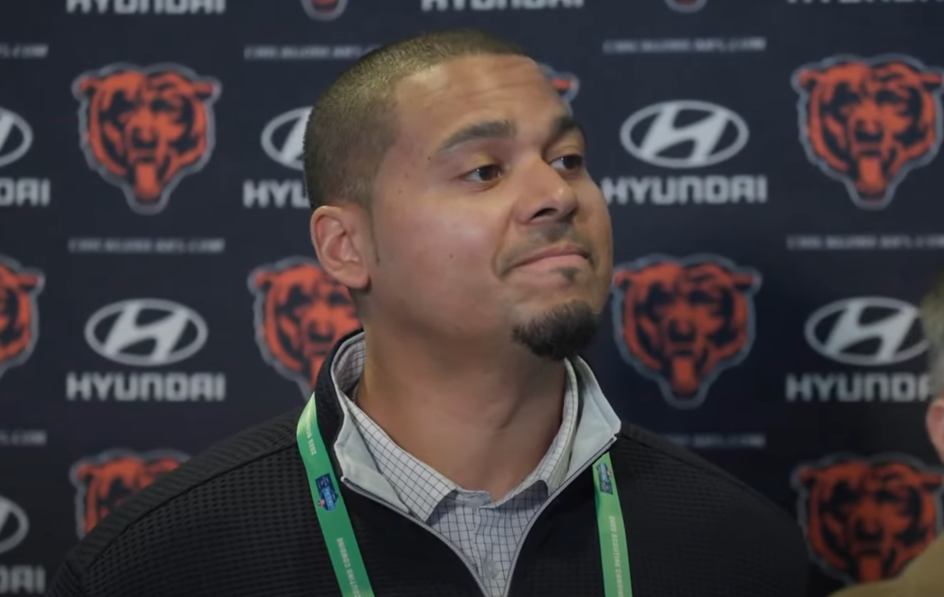 Ryan Poles addresses reporters at the 2025 Scouting Combine.