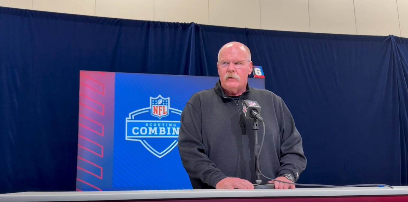 Chiefs HC Andy Reid speaks at the 2025 NFL Scouting Combine in Indianapolis, Indiana.