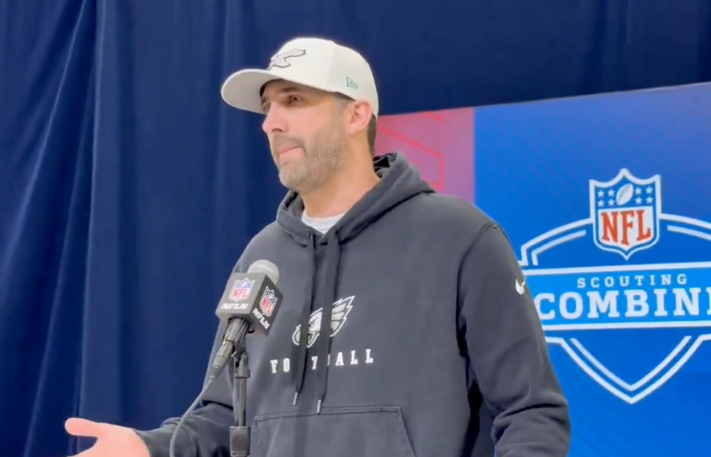 Philadelphia Eagles head coach Nick Sirianni speaks on Tush Push at NFL combine