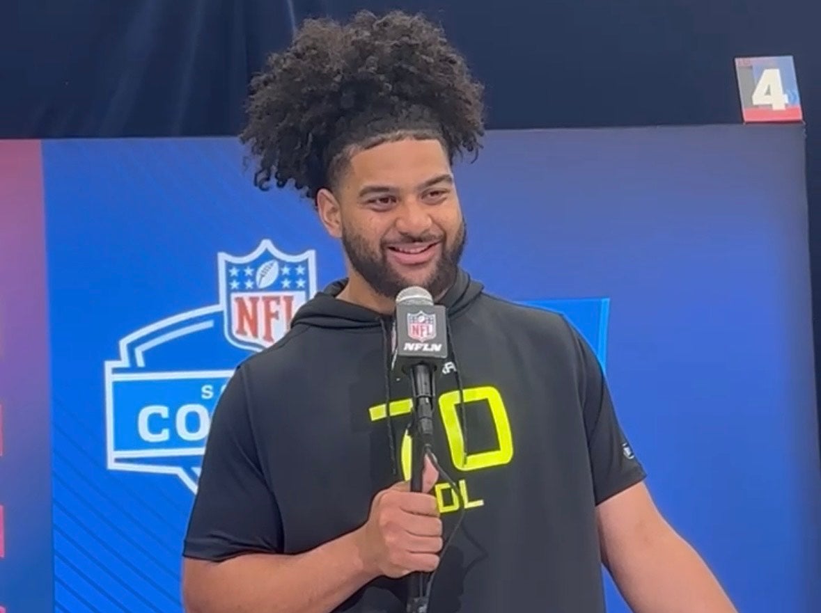 Ohio State EDGE JT Tuimoloau at the 2025 NFL Scouting Combine