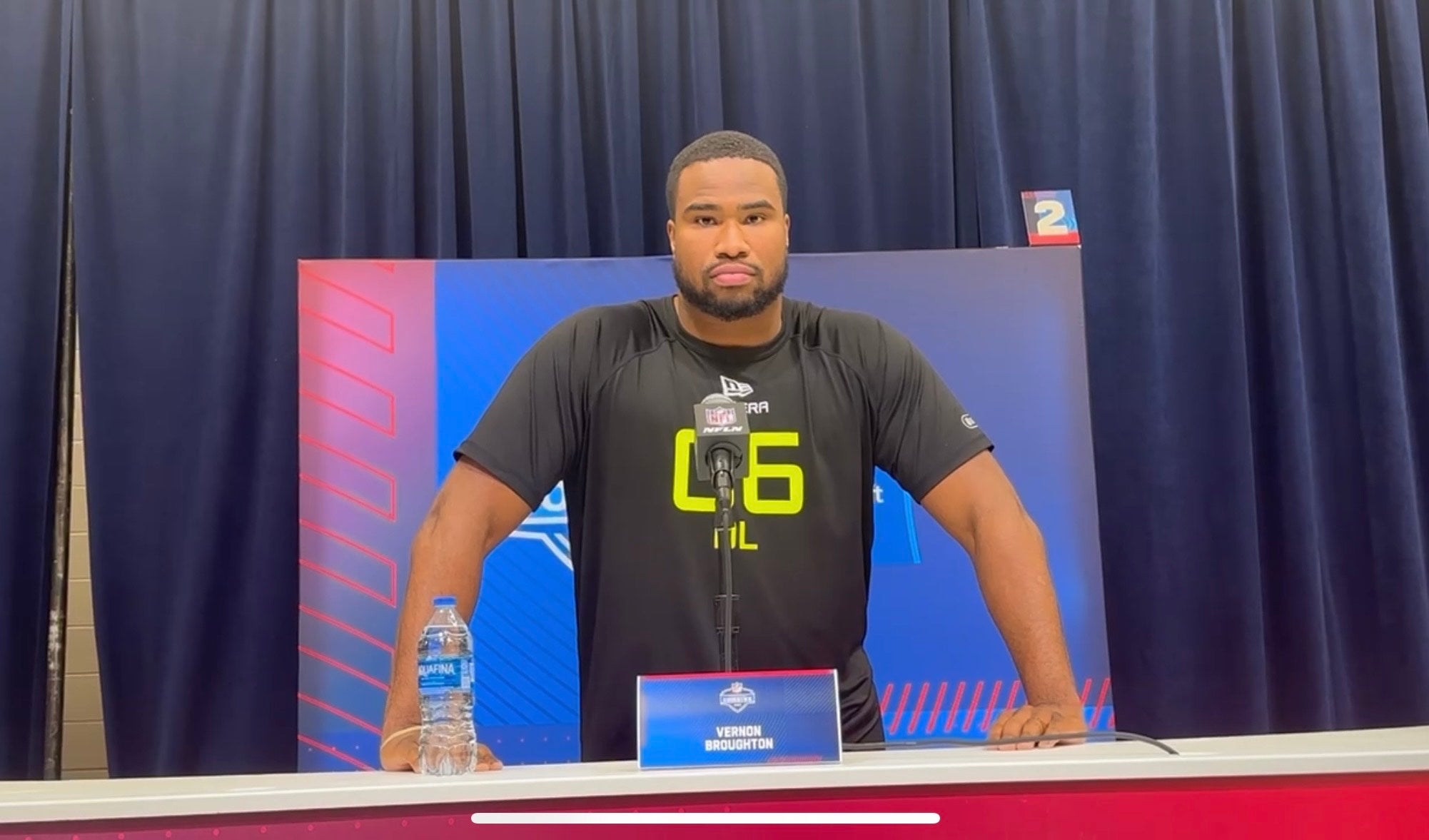 Former Texas DT Vernon Broughton speaks at the 2025 NFL Scouting Combine