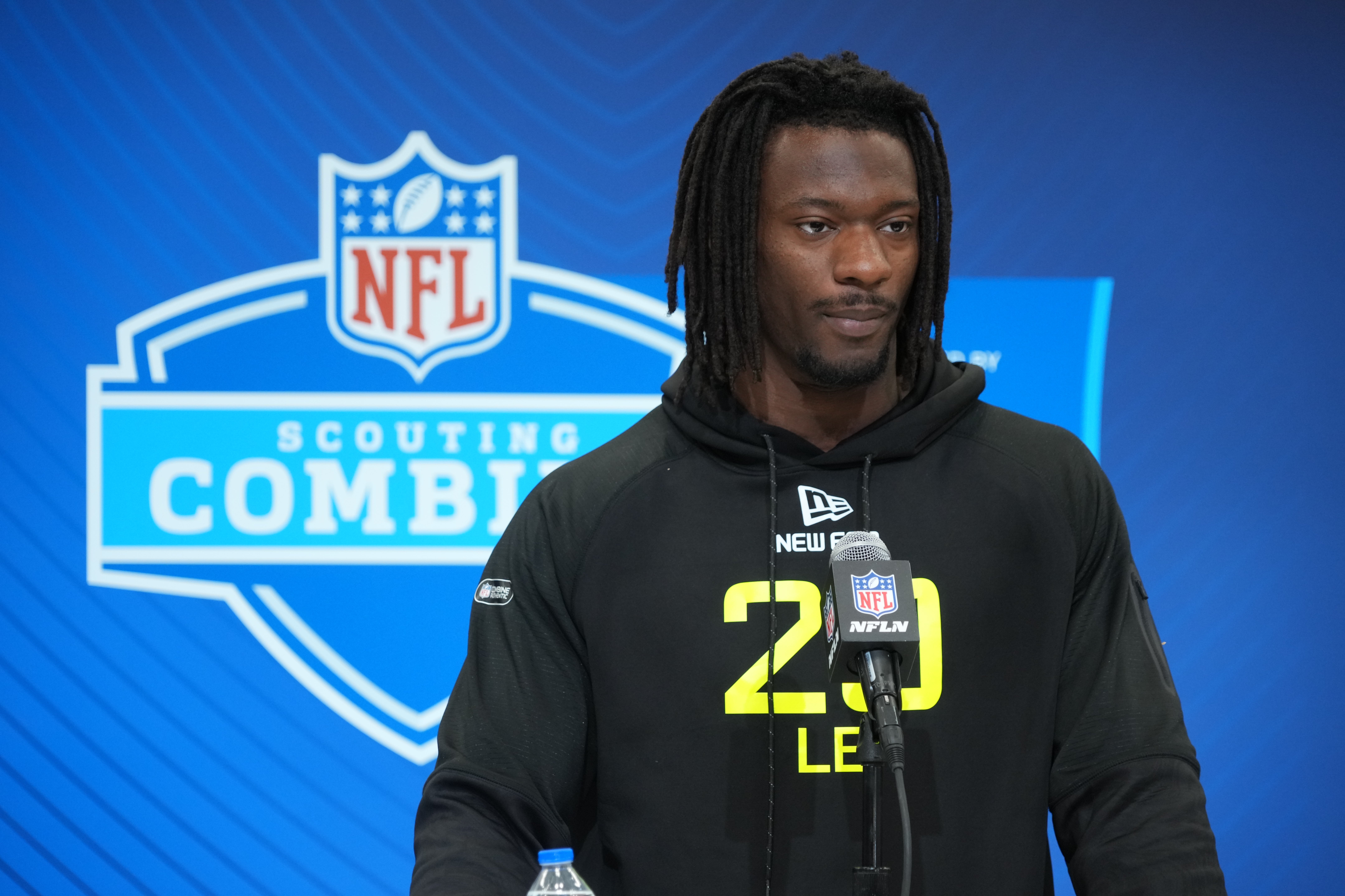 Georgia linebacker Smael Mondon (LB20) during the 2025 NFL Scouting Combine at the Indiana Convention Center.
