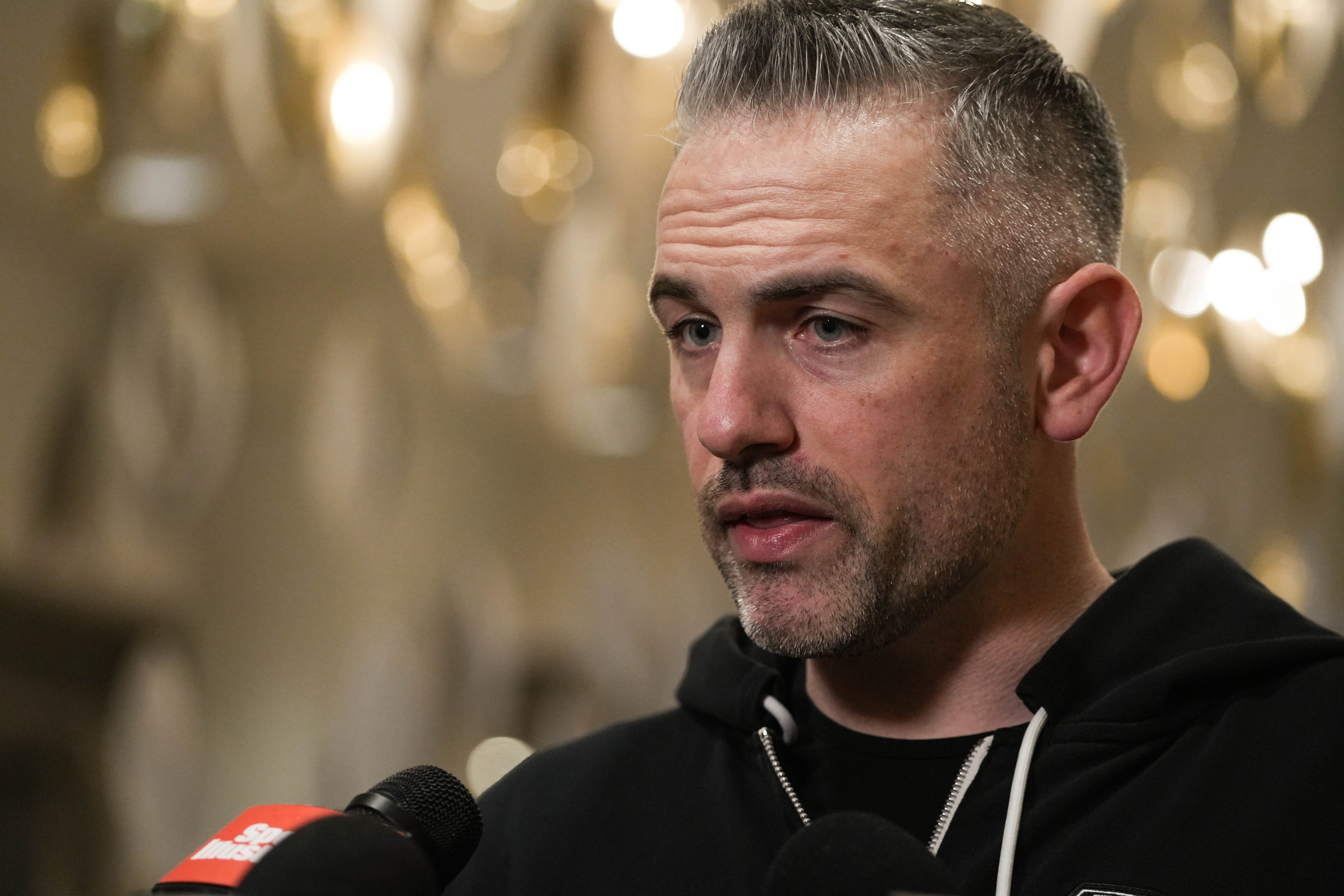 Cincinnati Bengals Offensive Coordinator Dan Pitcher speaks during the 2024 NFL Combine