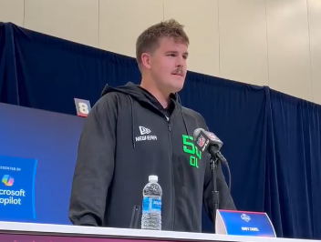 Grey Zabel speaks with the media at 2025 Scouting Combine.