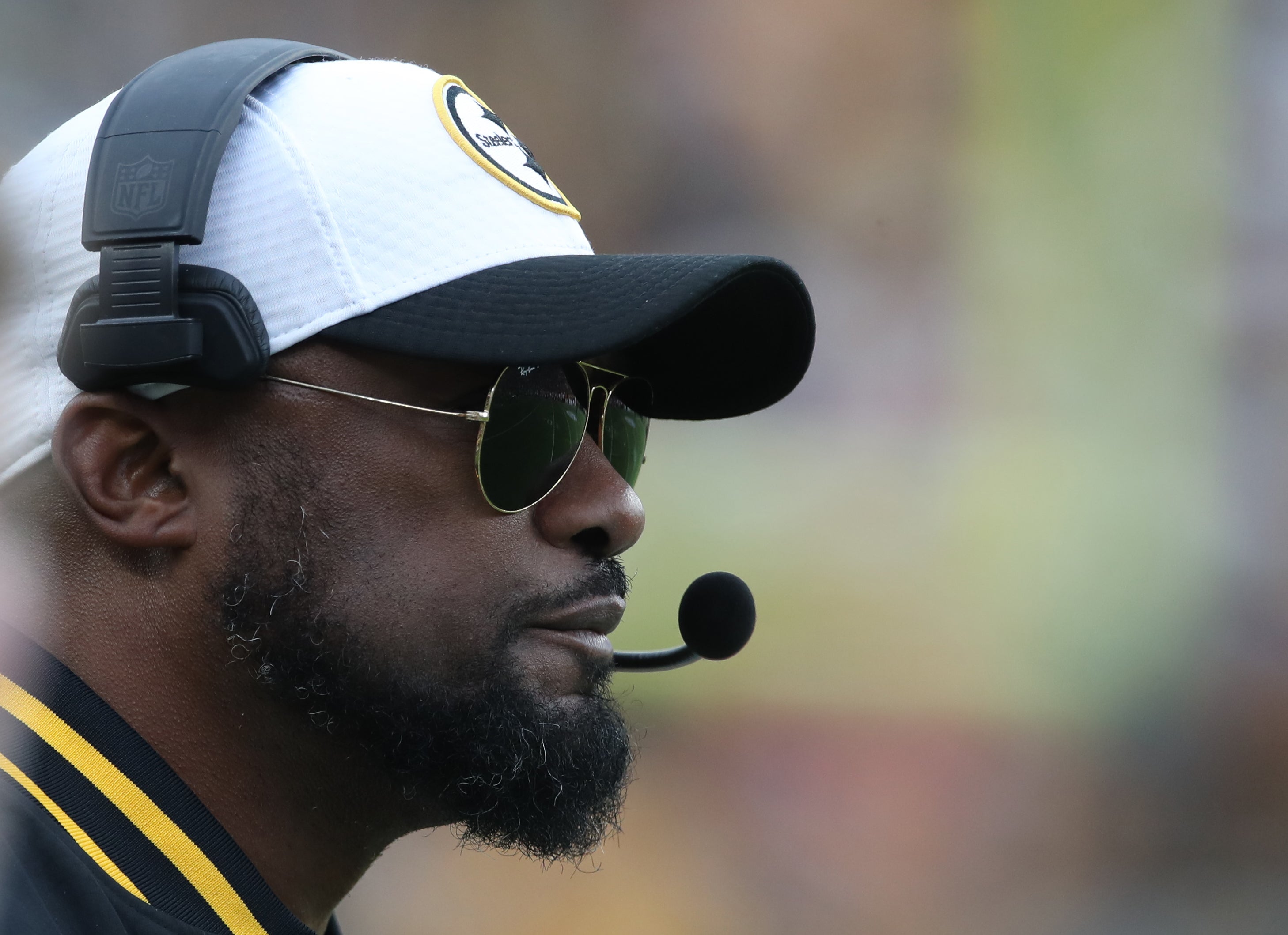 Dec 25, 2024; Pittsburgh, Pennsylvania, USA; Pittsburgh Steelers head coach Mike Tomlin looks on from the sidelines against the Kansas City Chiefs during the fourth quarter at Acrisure Stadium.