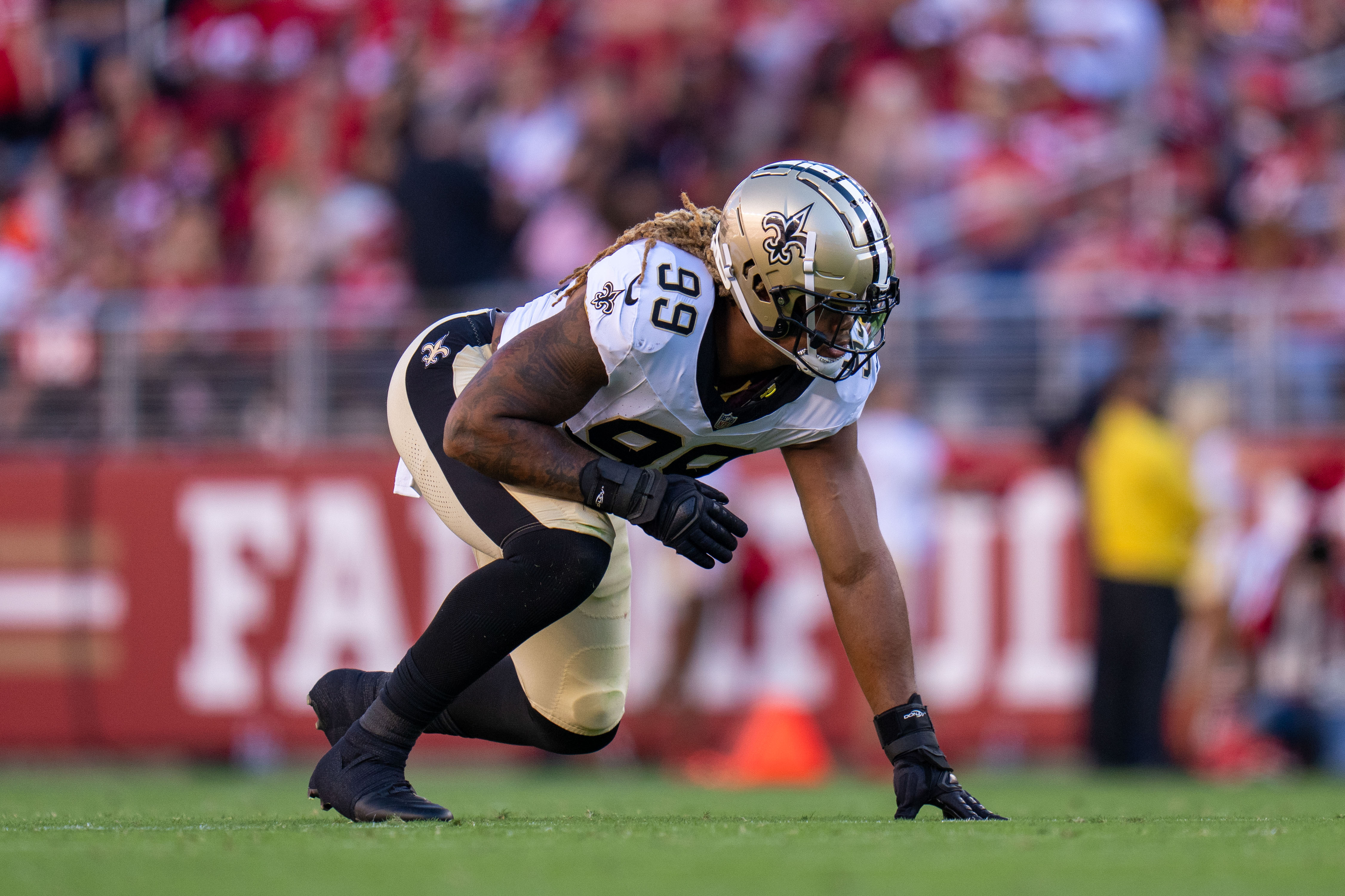 New Orleans Saints defensive end Chase Young (99) during the second quarter against the San Francisco 49ers at Levi's Stadium.