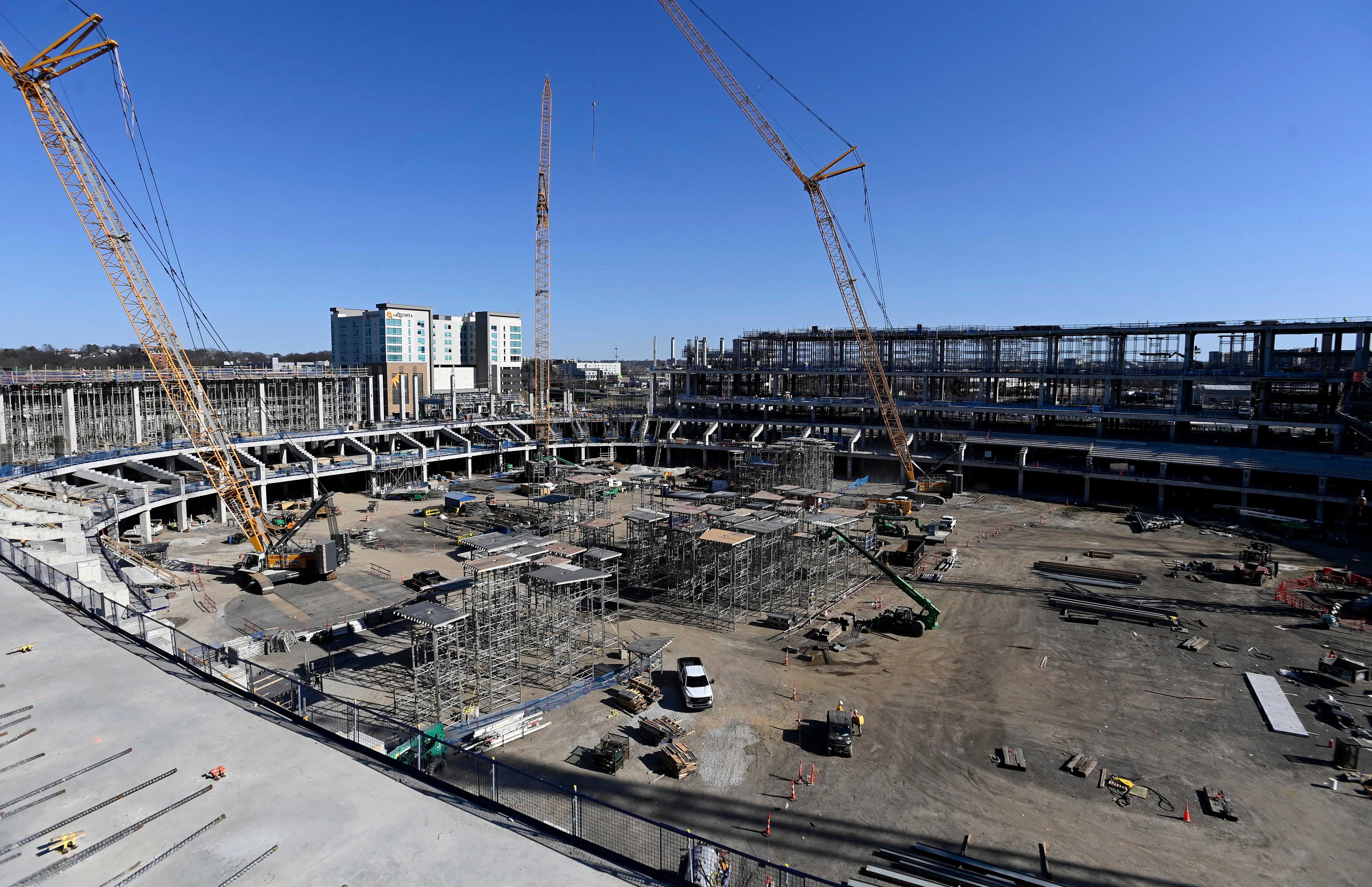 The view of the construction at the 200 level looking inside at the new Nissan Stadium Monday, March 3, 2025 in Nashville, Tenn.