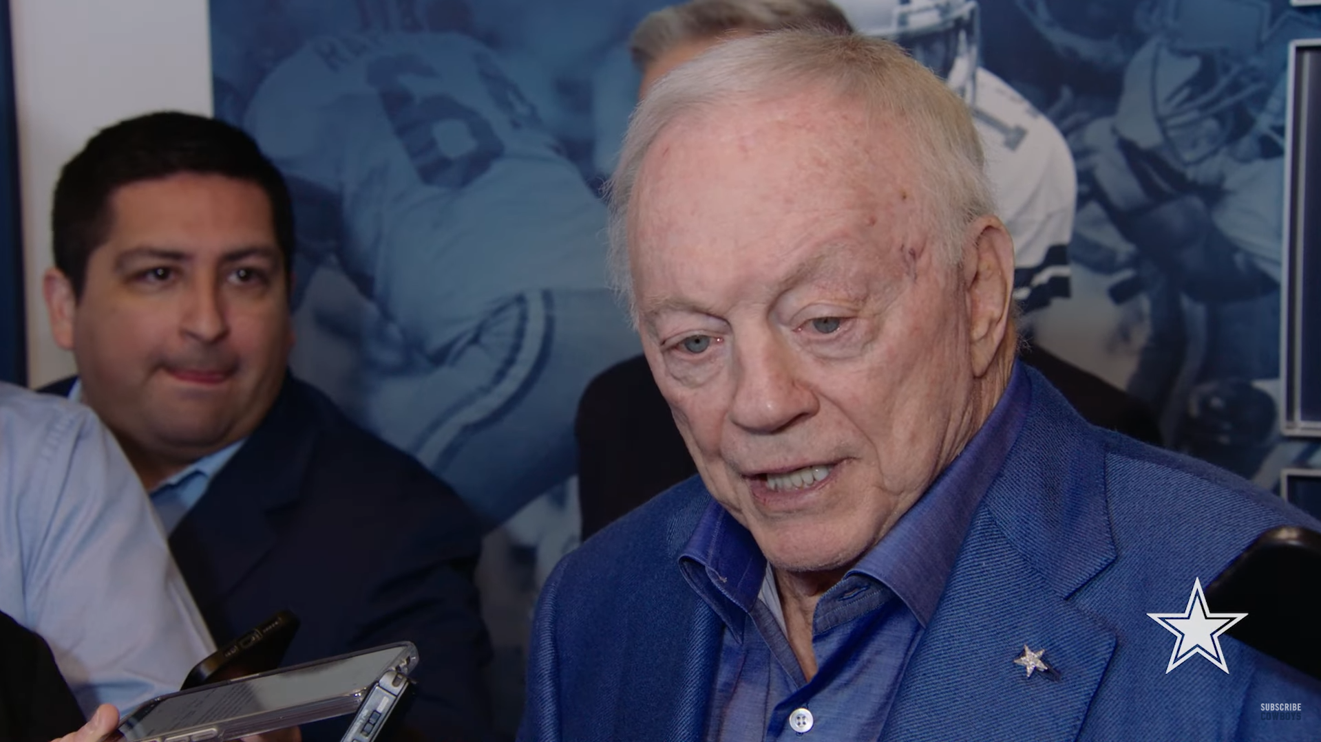 Dallas Cowboys owner Jerry Jones talks to the media ahead of 2025 NFL free agency.