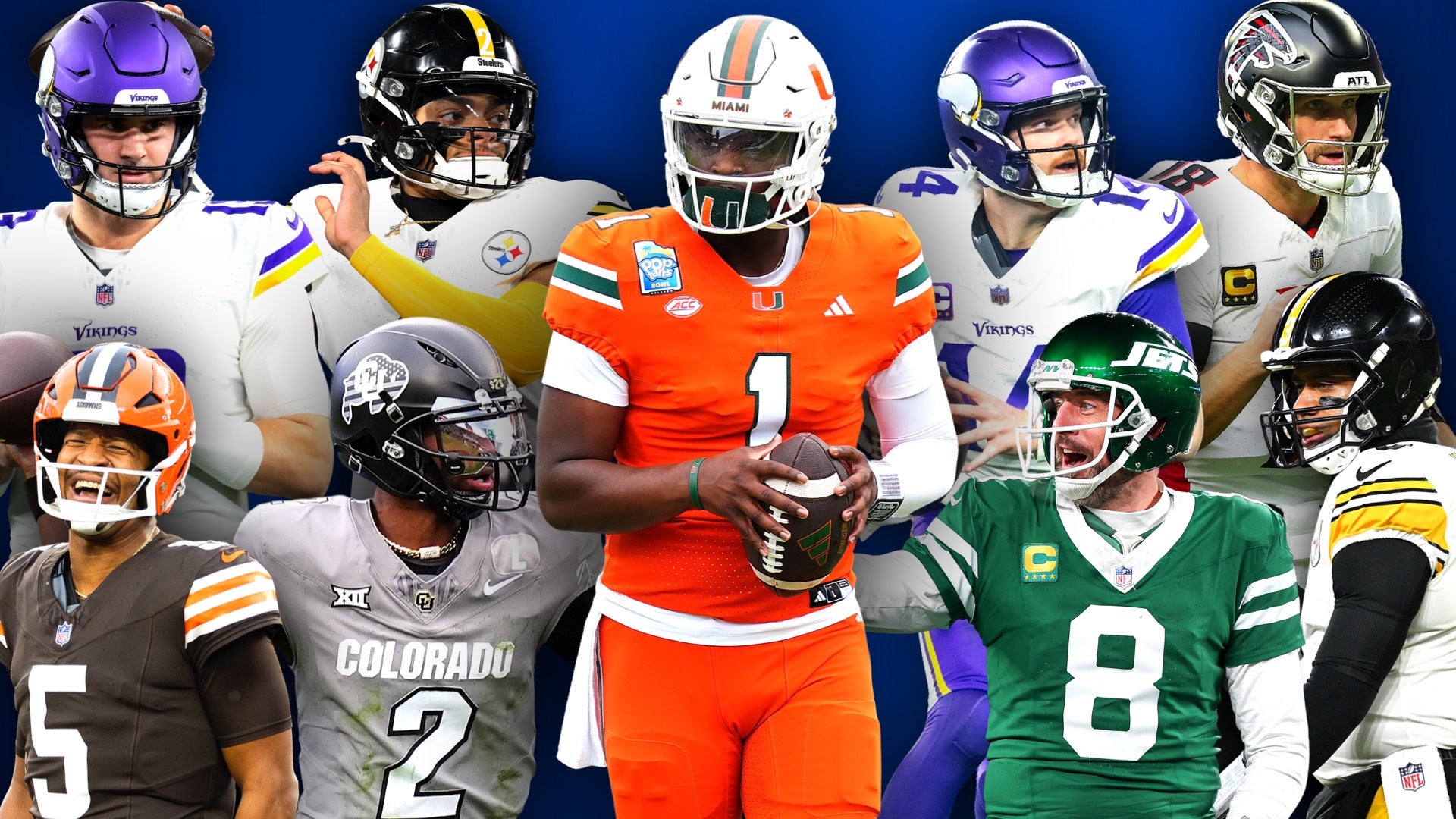 Jan 13, 2025; Glendale, AZ, USA; Minnesota Vikings quarterback Sam Darnold (14) against the Los Angeles Rams during an NFC wild card game at State Farm Stadium. Mandatory Credit: Mark J. Rebilas-Imagn Images