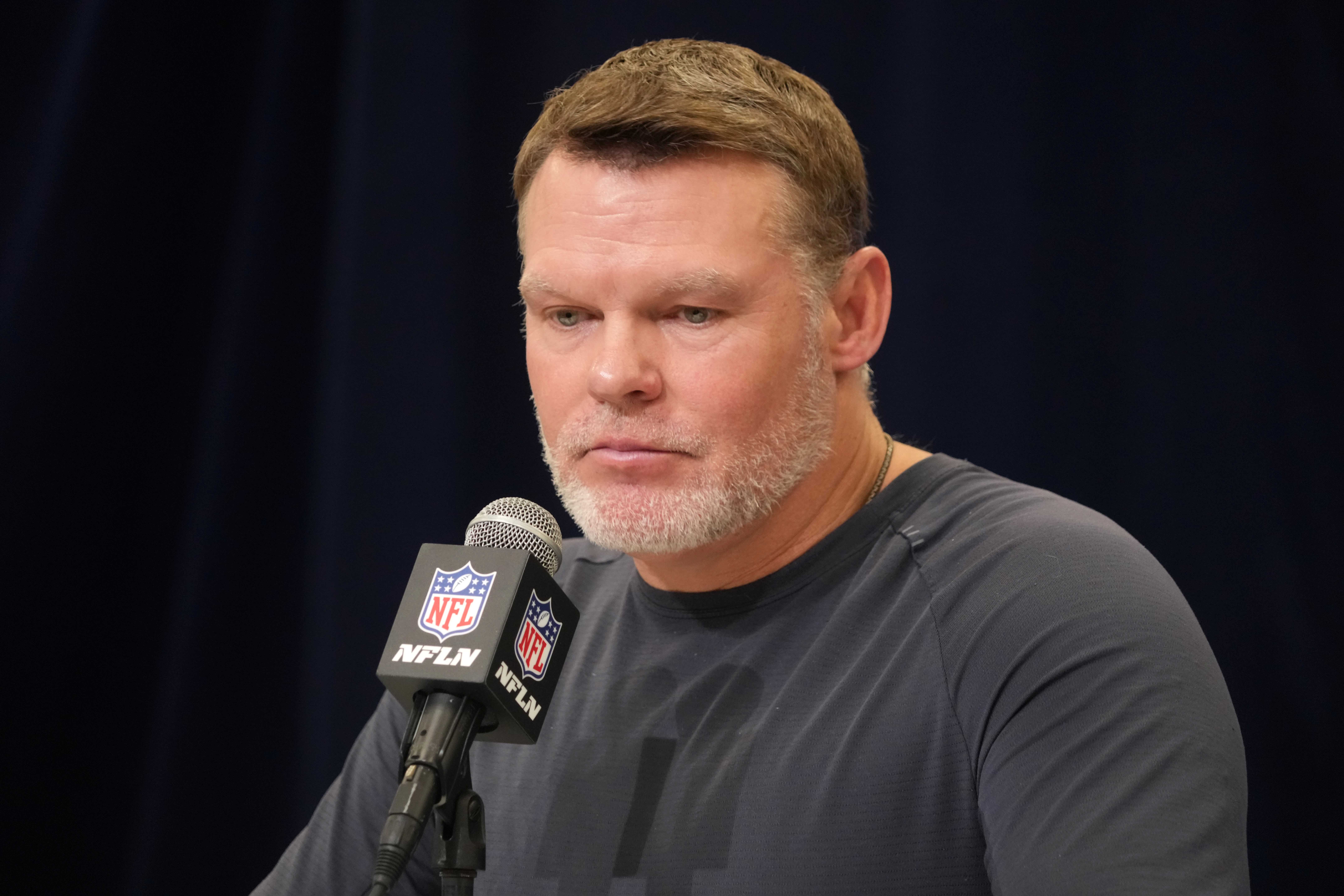 Feb 25, 2025; Indianapolis, IN, USA; Indianapolis Colts general manager Chris Ballard speaks during the NFL Scouting Combine at the Indiana Convention Center.