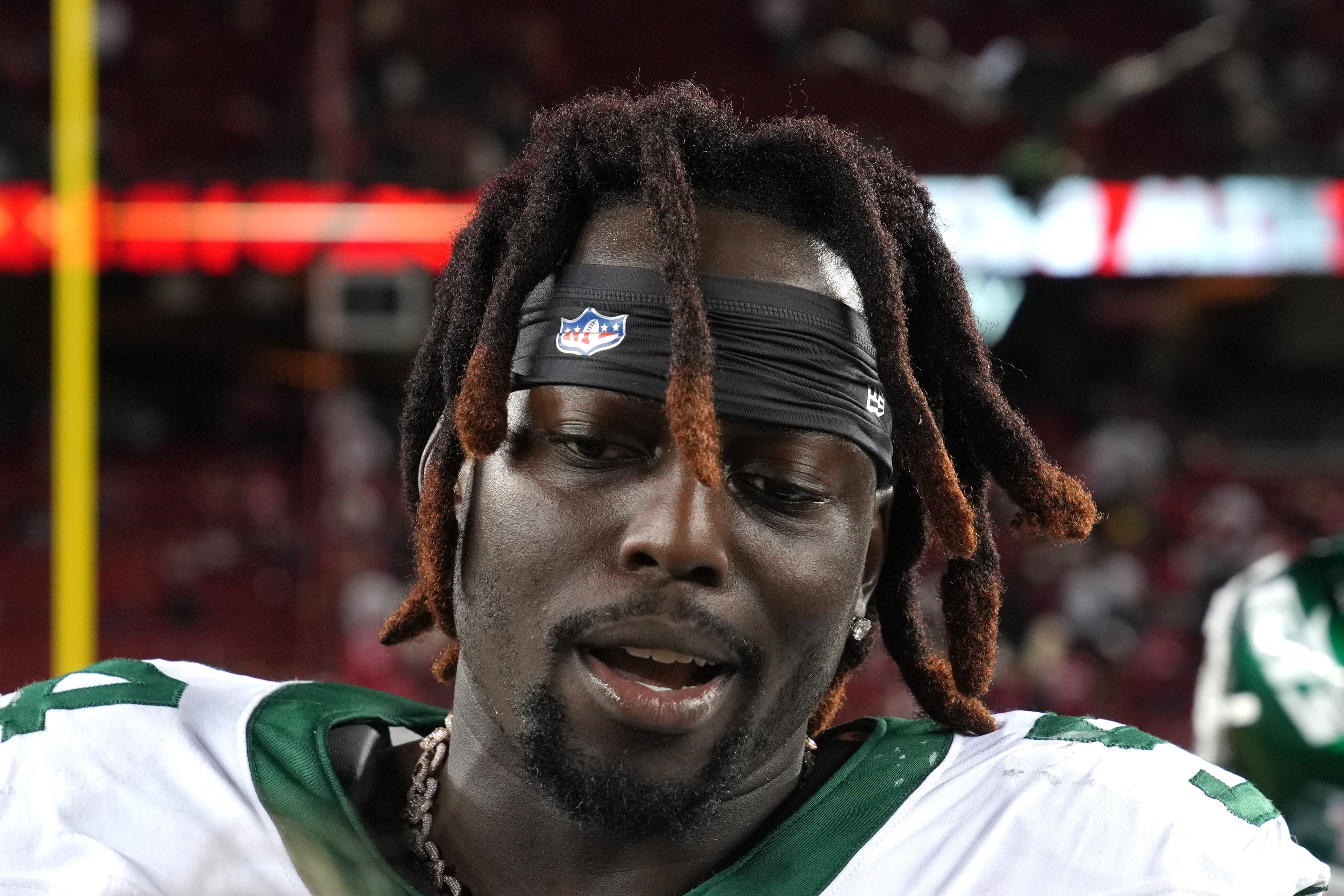 Sep 9, 2024; Santa Clara, California, USA; New York Jets defensive tackle Javon Kinlaw (54) after the game against the San Francisco 49ers at Levi's Stadium.