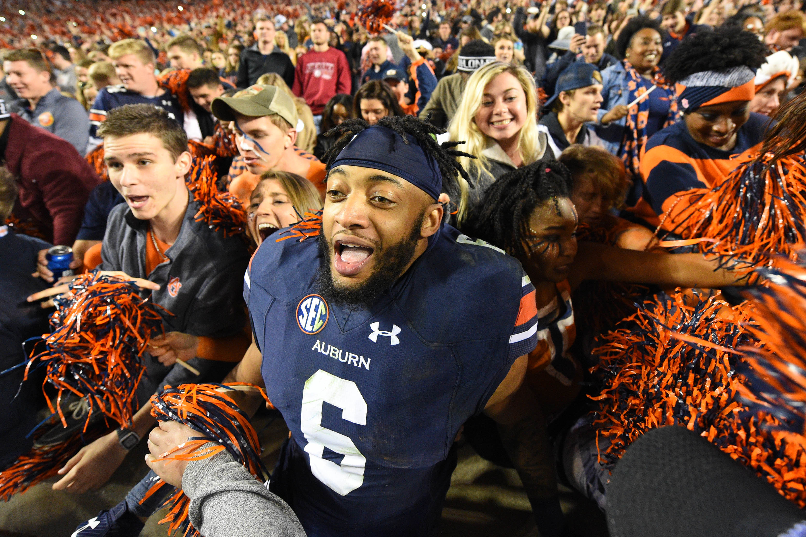 Carlton Davis, CB Auburn celebrates the victory over Alabama in the Iron Bowl