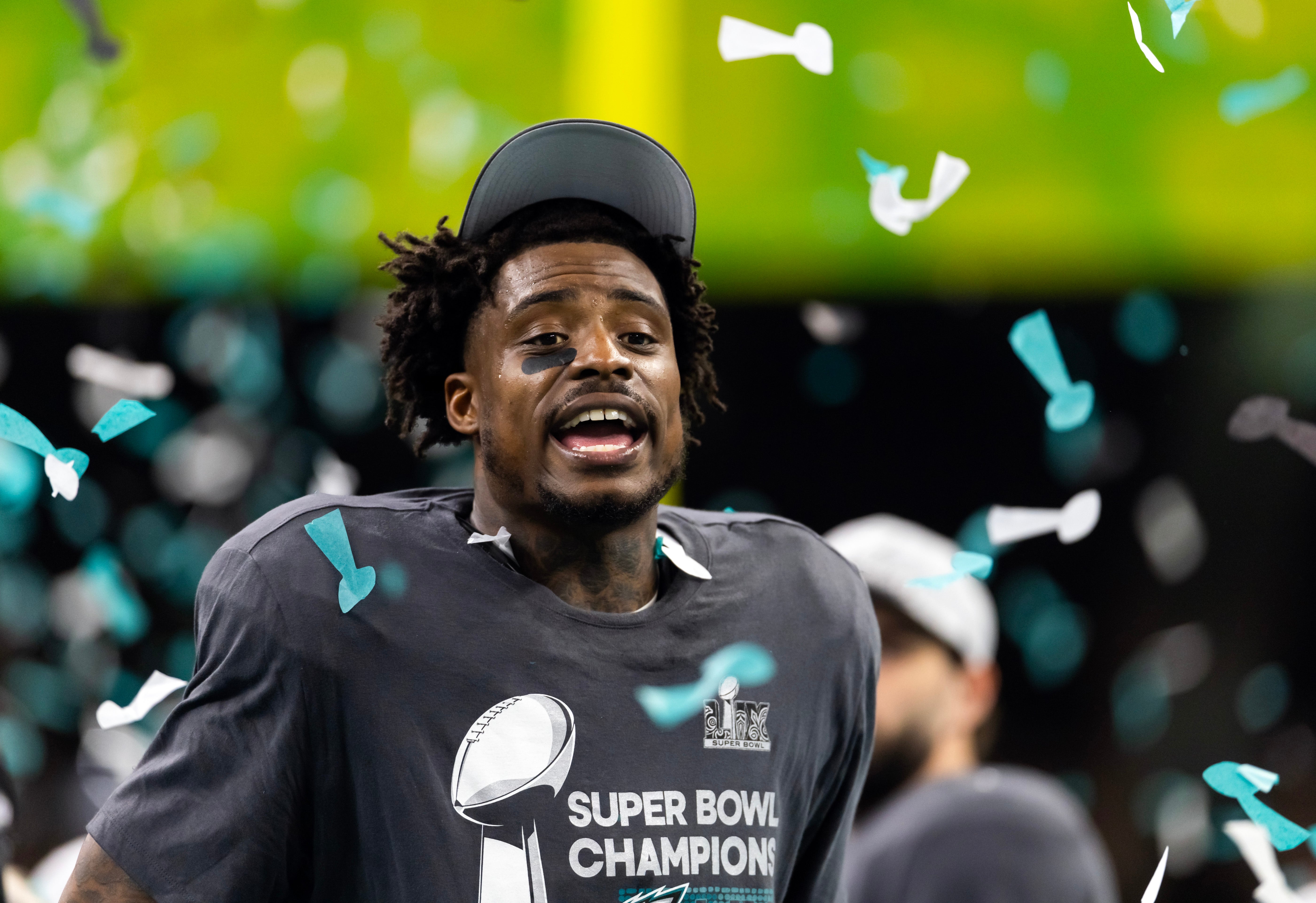 Philadelphia Eagles safety C.J. Gardner-Johnson celebrates after defeating the Kansas City Chiefs in Super Bowl LIX at Ceasars Superdome.