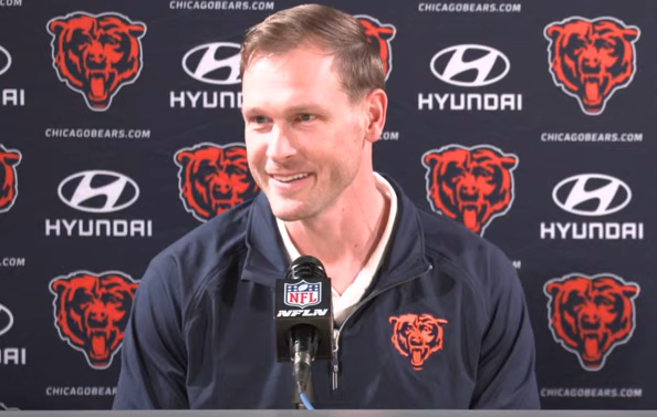 Ben Johnson addresses the media at Halas Hall.